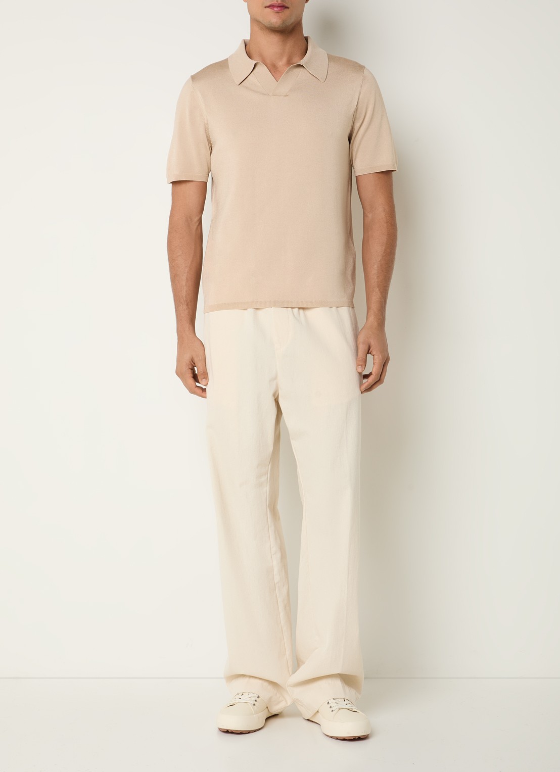 Sandro Regular fit polo met stretch - voorkant 3 beige