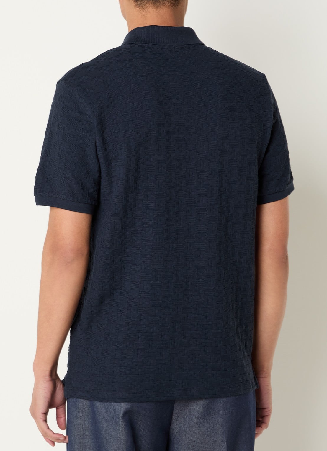 Sandro Regular fit polo met structuur - achterkant 3 donkerblauw