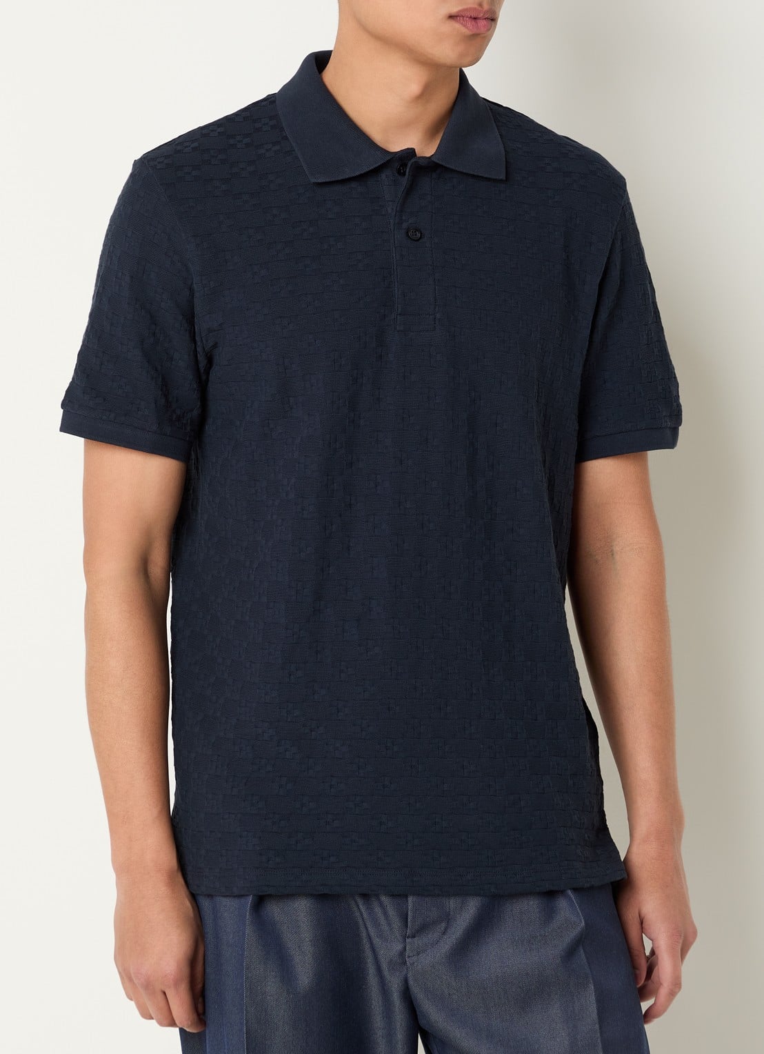 Sandro Regular fit polo met structuur - detail 4 donkerblauw