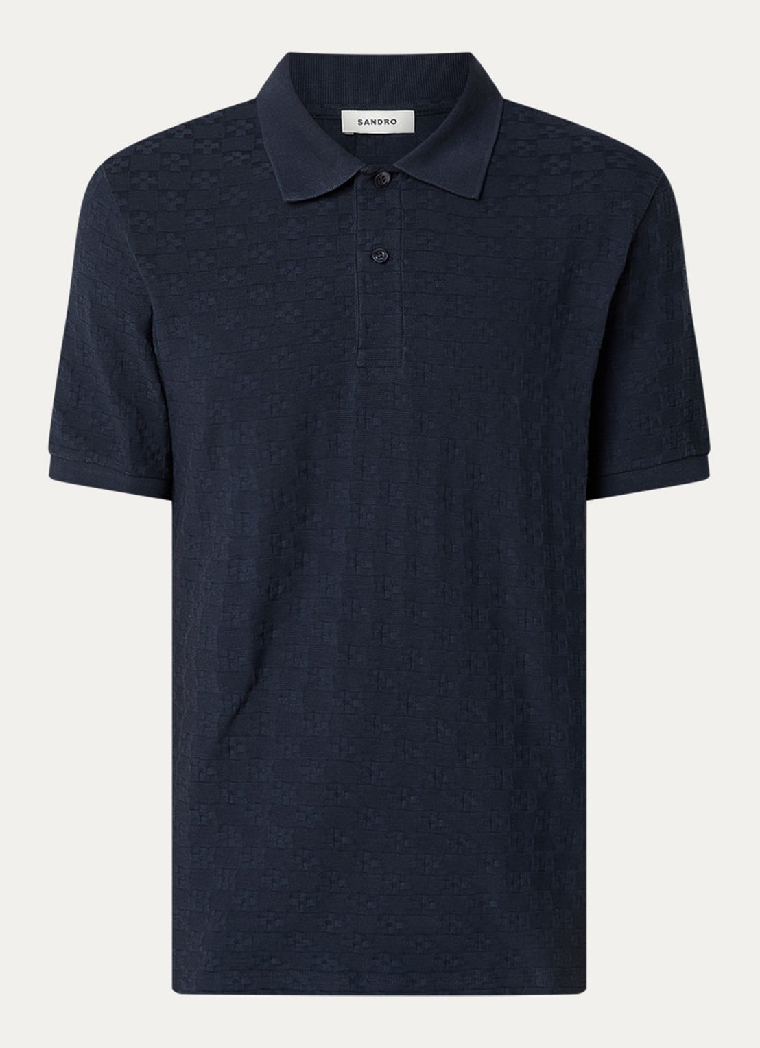 Sandro Regular fit polo met structuur - voorkant donkerblauw
