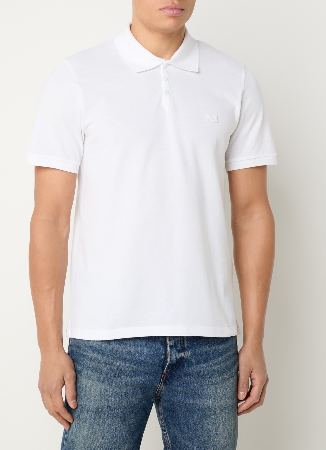 Sandro Regular fit polo van piqué katoen met logo - detail wit