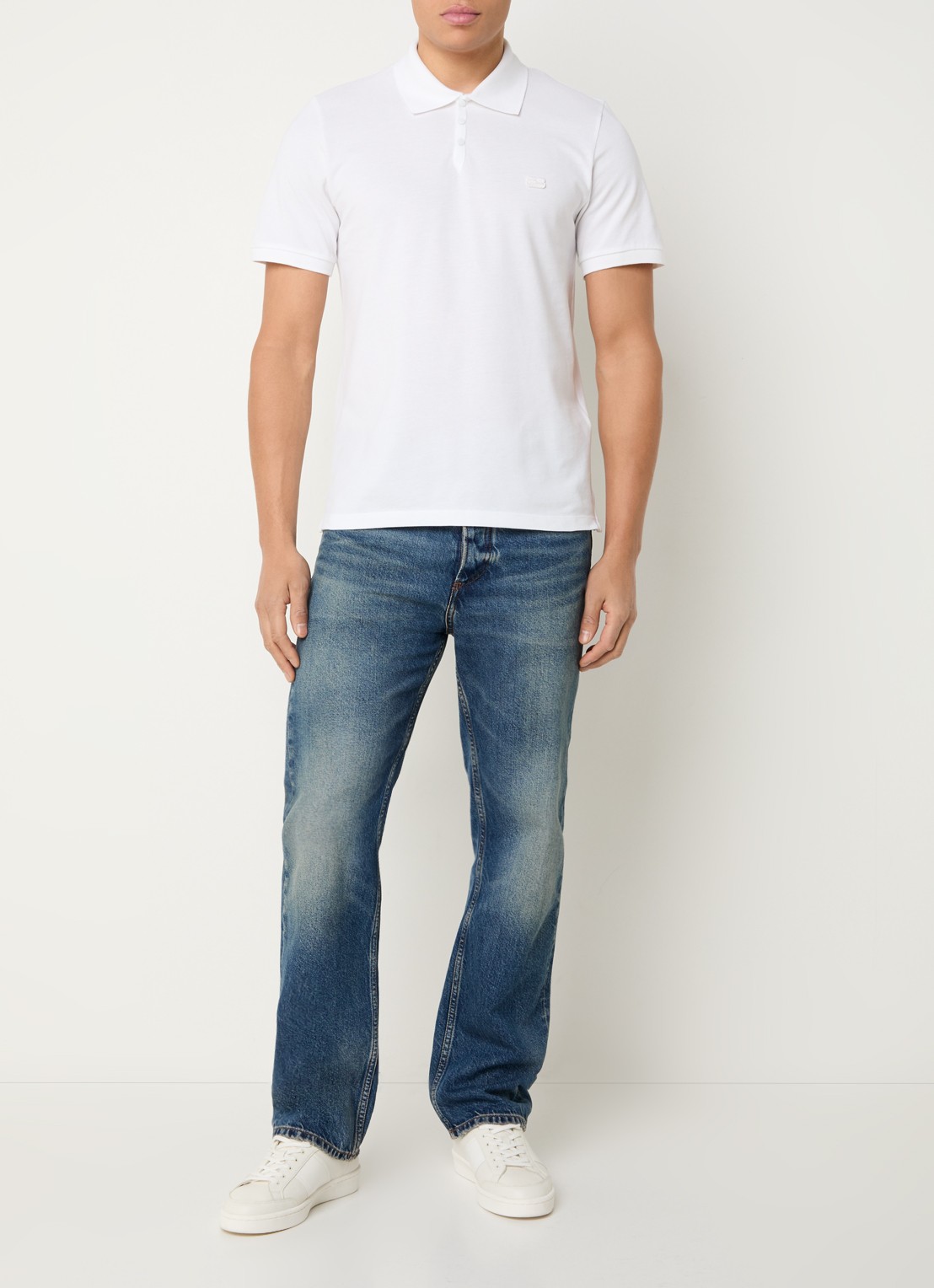Sandro Regular fit polo van piqué katoen met logo - voorkant 4 wit