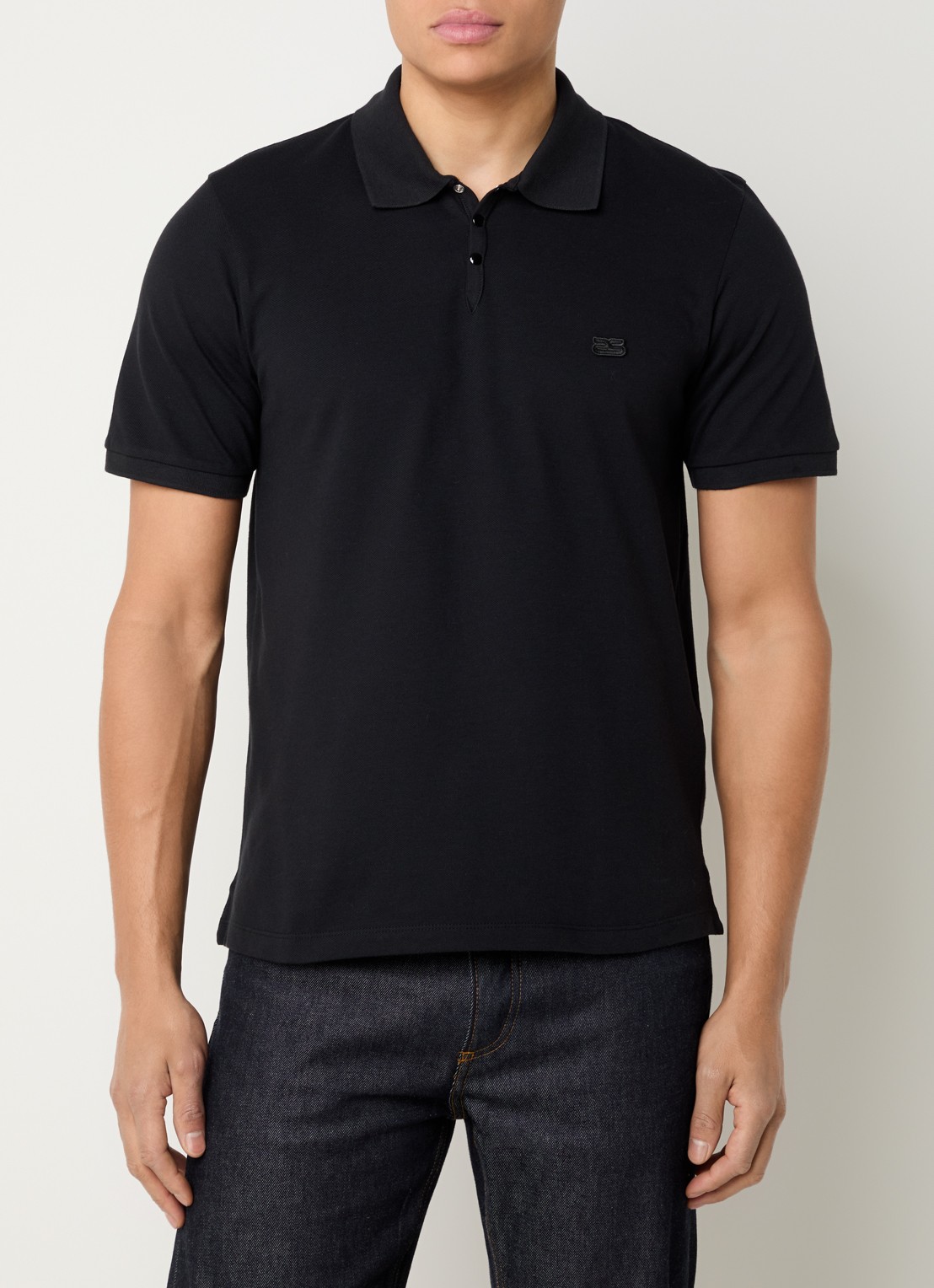 Sandro Regular fit polo van piqué katoen met logo - detail 4 zwart