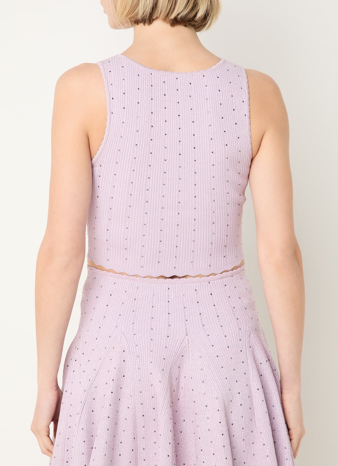 Sandro Ribgebreide crop top met strass - achterkant 2 lila