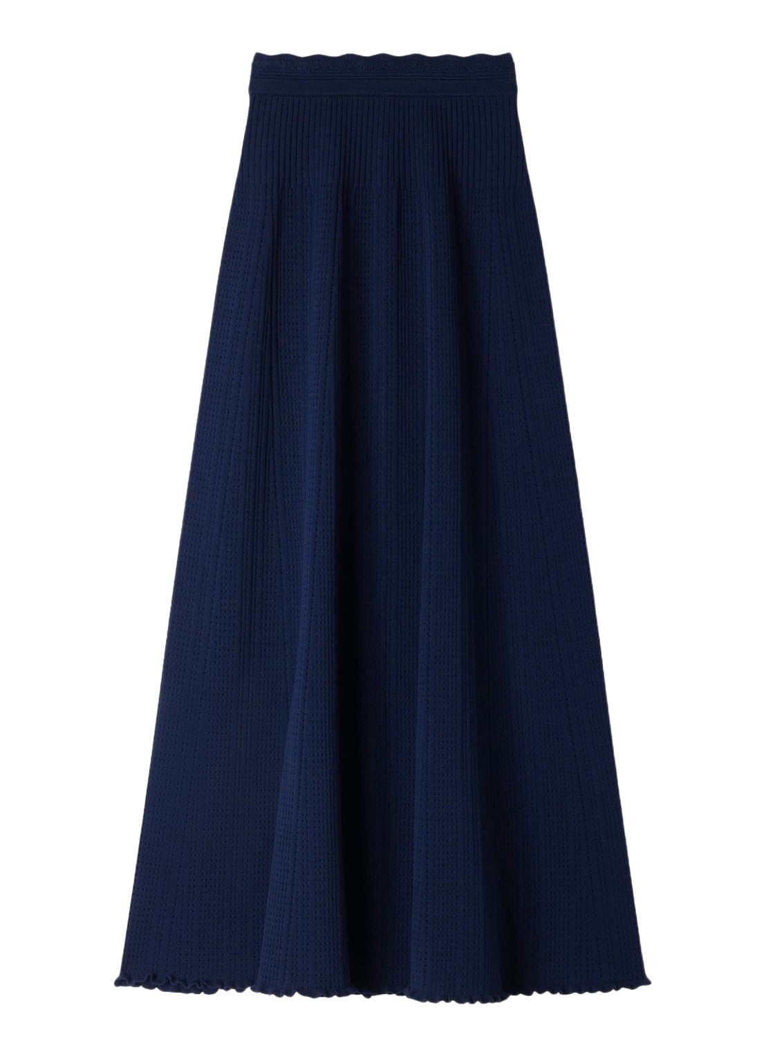 Sandro Ribgebreide maxi rok met opengewerkt dessin - voorkant 5 blauw