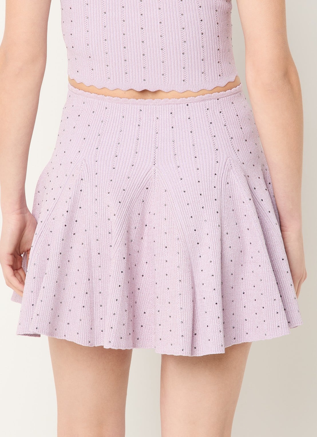 Sandro Ribgebreide minirok met strass - achterkant 3 lila