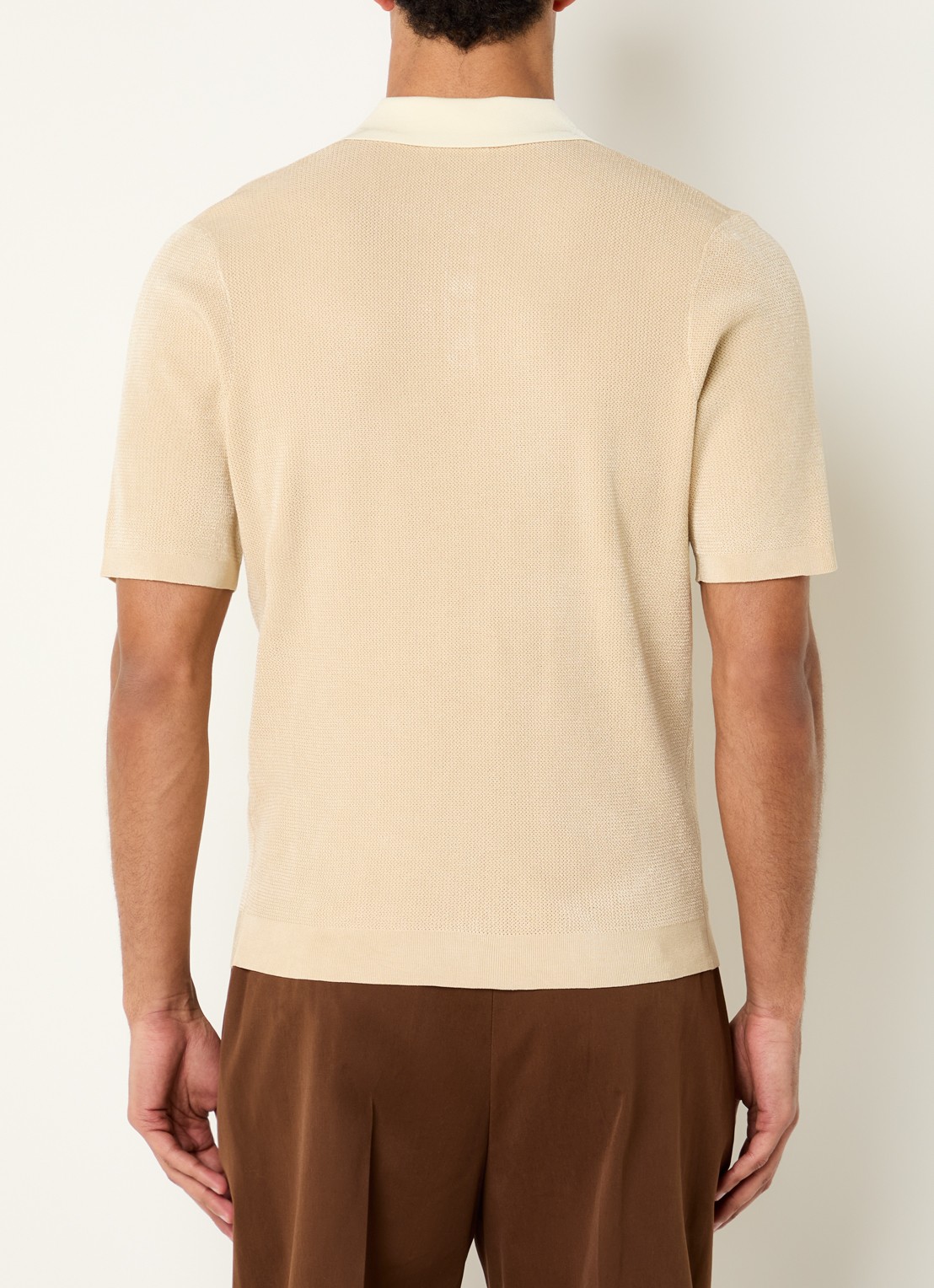 Sandro Ribgebreide slim fit polo - achterkant beige