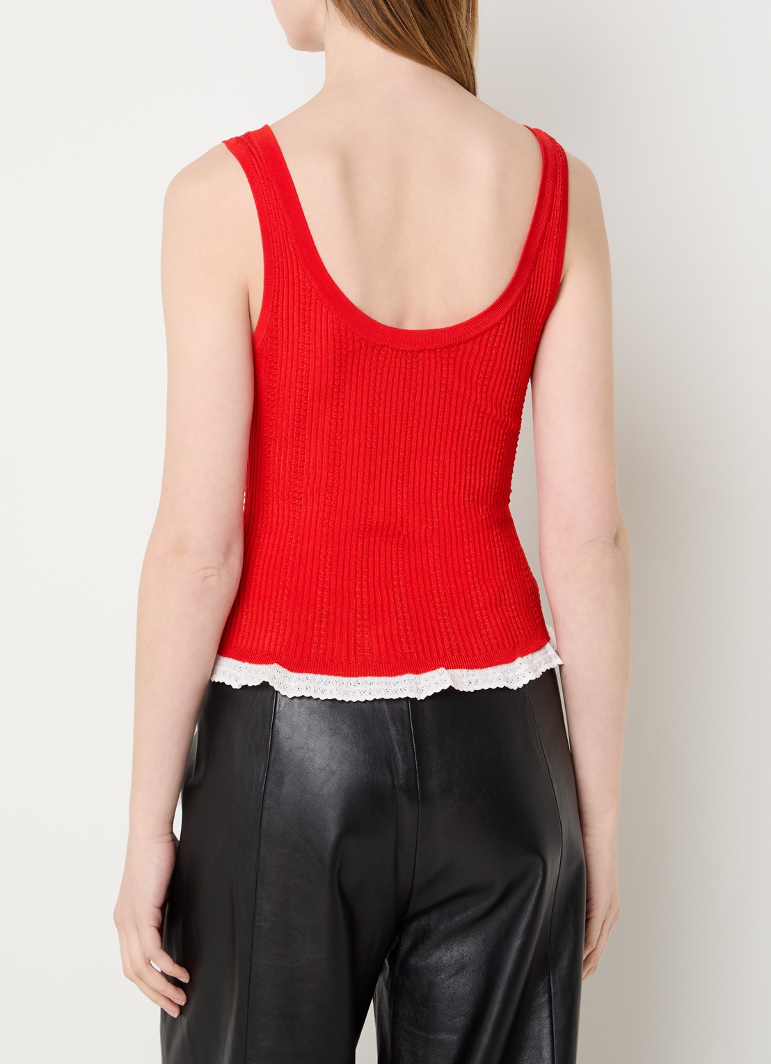 Sandro Ribgebreide tanktop met logo - achterkant 3 rood