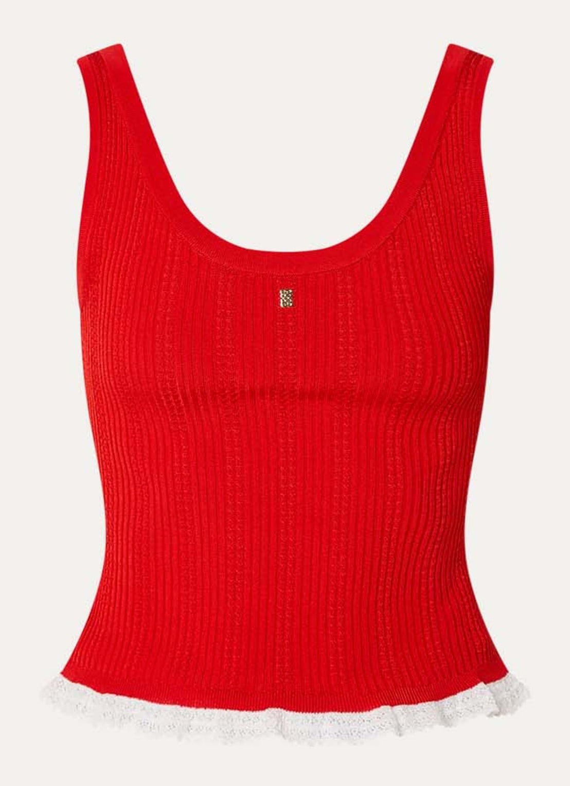 Sandro Ribgebreide tanktop met logo - voorkant rood