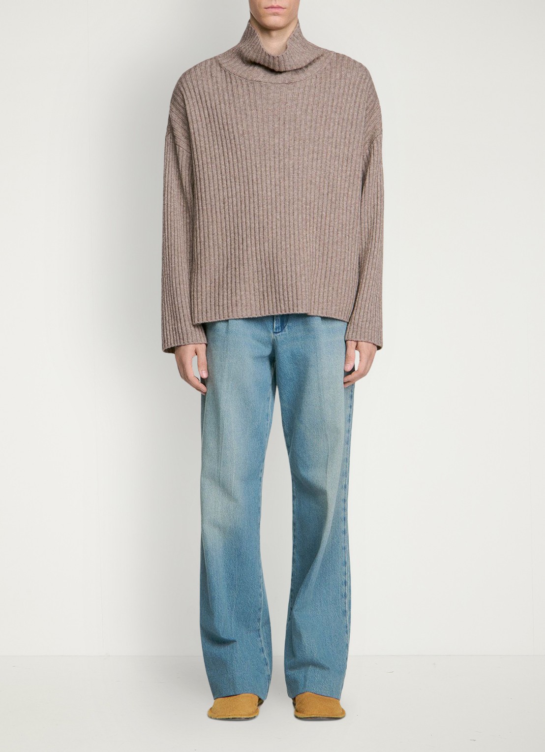 Sandro Ribgebreide trui in wolblend - voorkant 6 beige