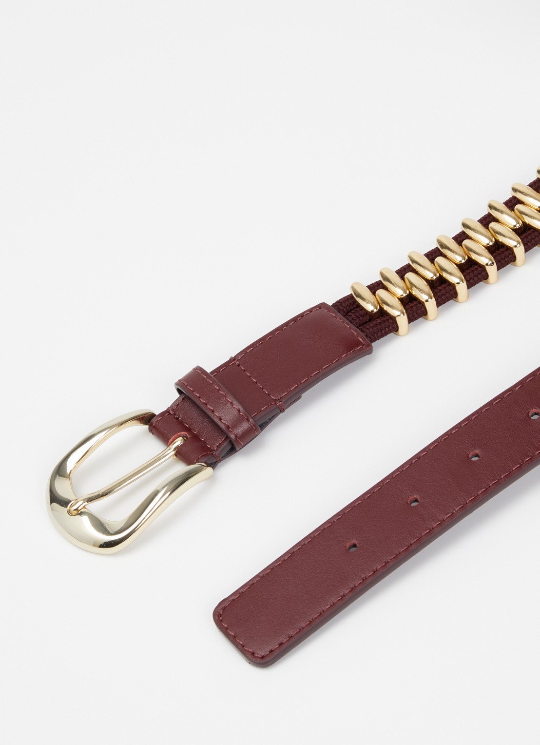 Sandro Riem met leren details - detail 2 bordeauxrood