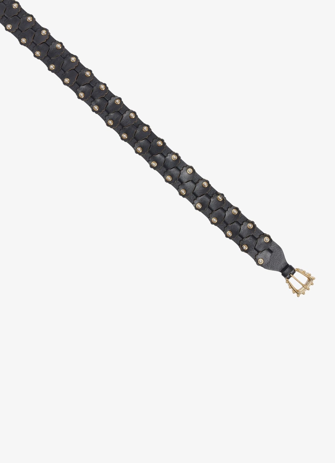 Sandro Riem van leer met studs - detail black / zwart