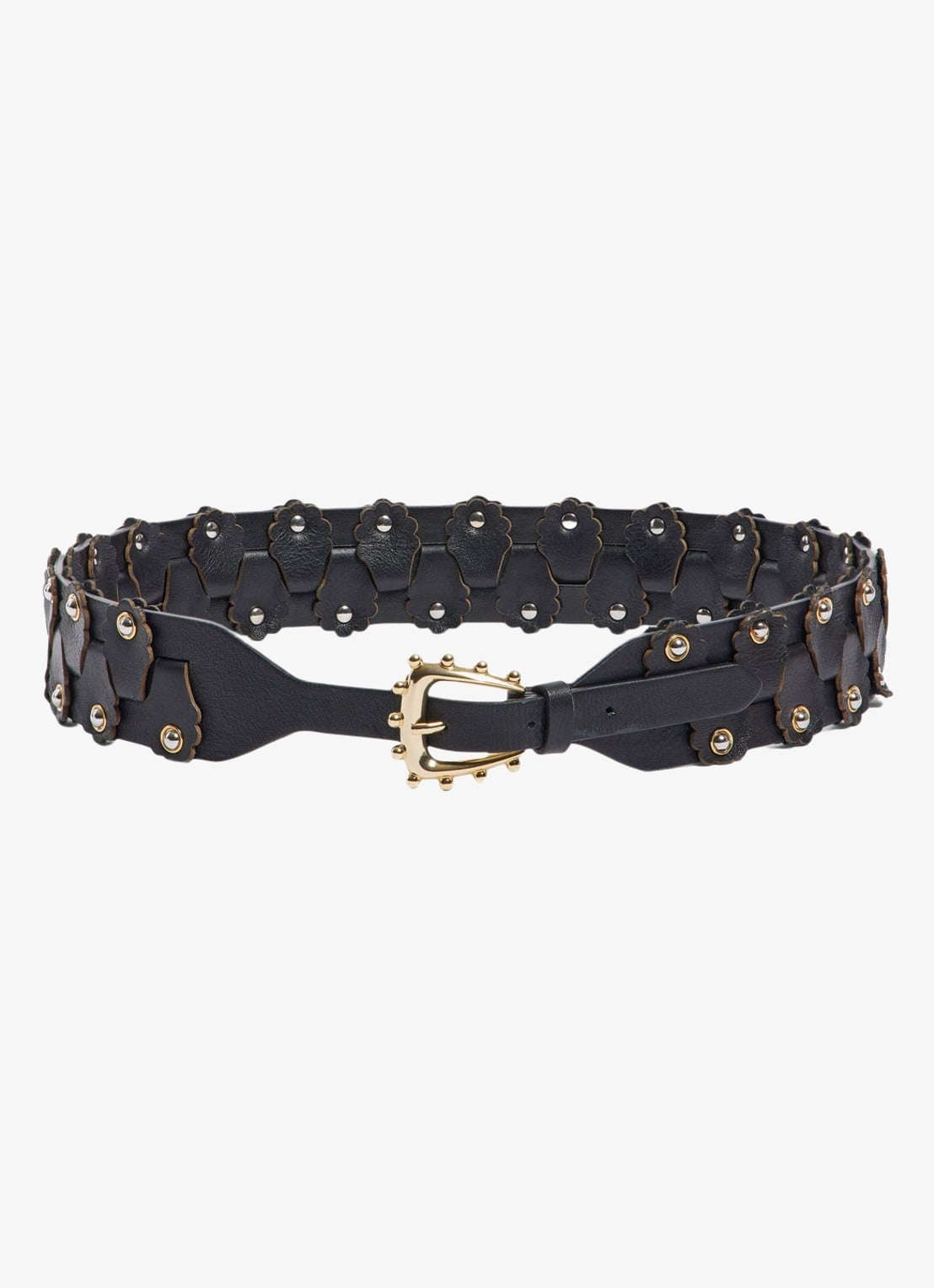 Sandro Riem van leer met studs - voorkant 2 black / zwart