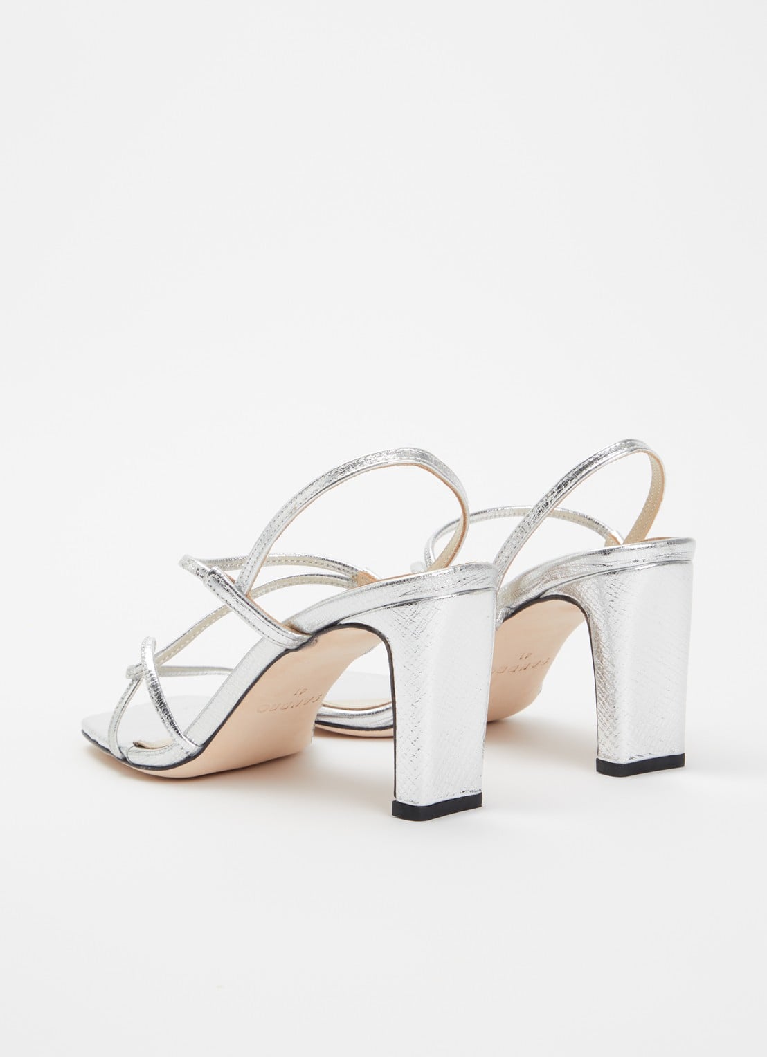 Sandro Sandalette van kalfsleer met metallic finish - achterkant 2 zilver