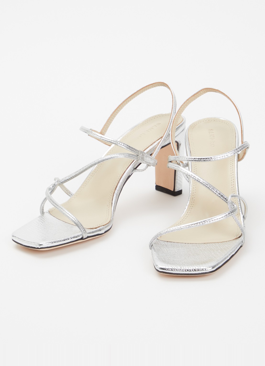 Sandro Sandalette van kalfsleer met metallic finish - detail 3 zilver