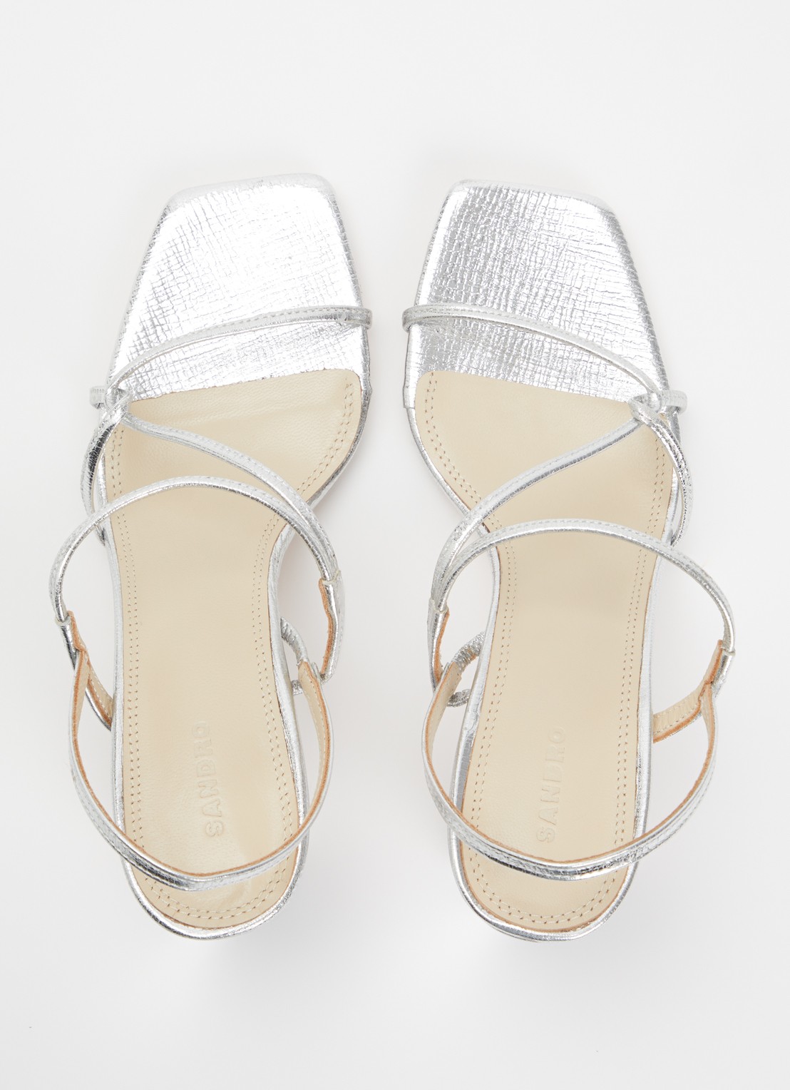 Sandro Sandalette van kalfsleer met metallic finish - detail 4 zilver