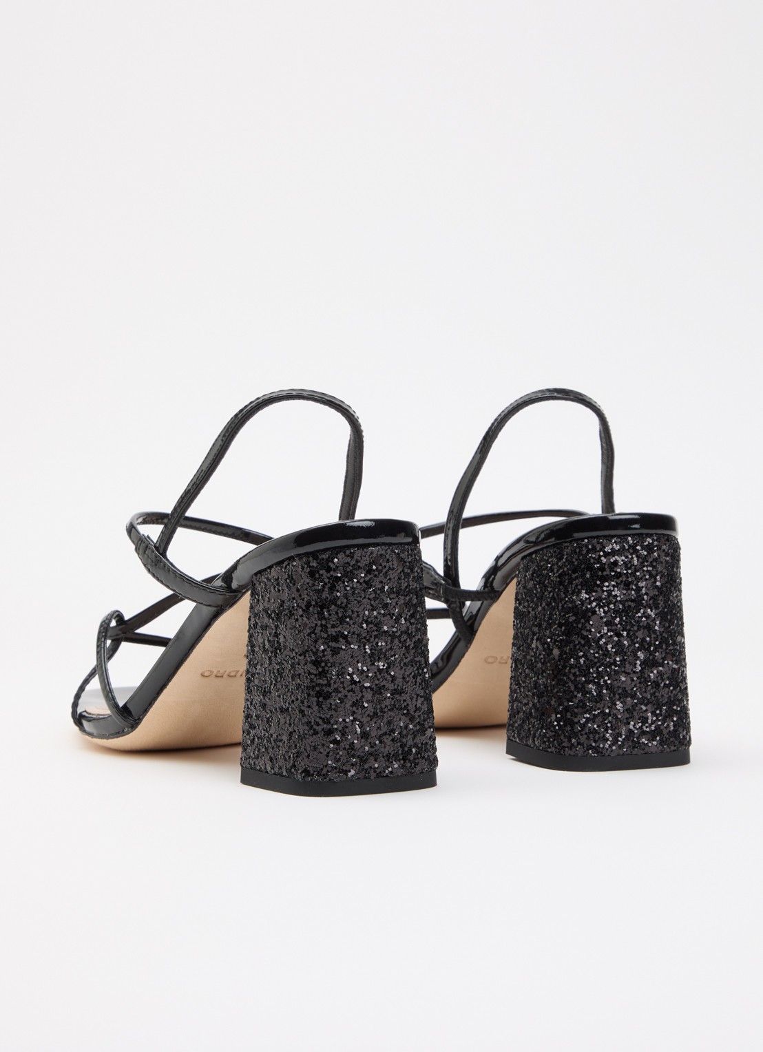 Sandro Sandalette van leer met glitter  - achterkant 4 zwart