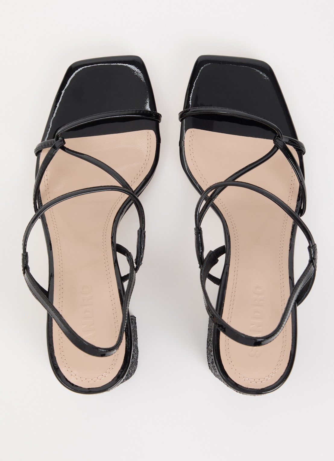Sandro Sandalette van leer met glitter  - detail 2 zwart