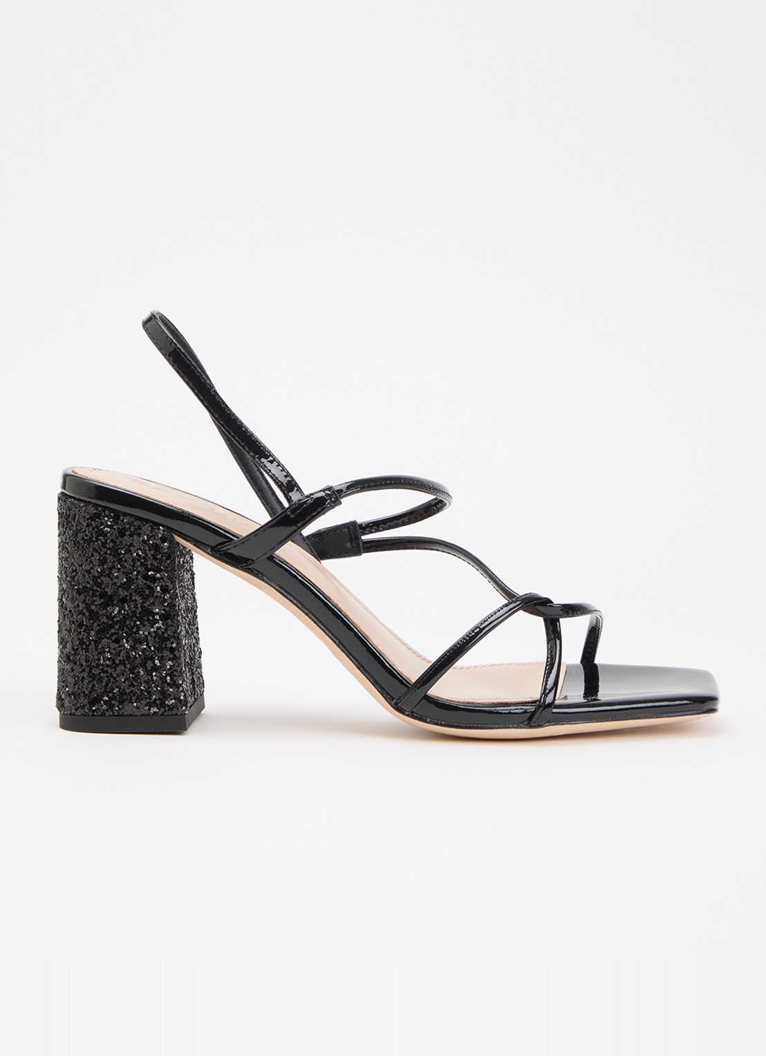 Sandro Sandalette van leer met glitter  - voorkant 5 zwart