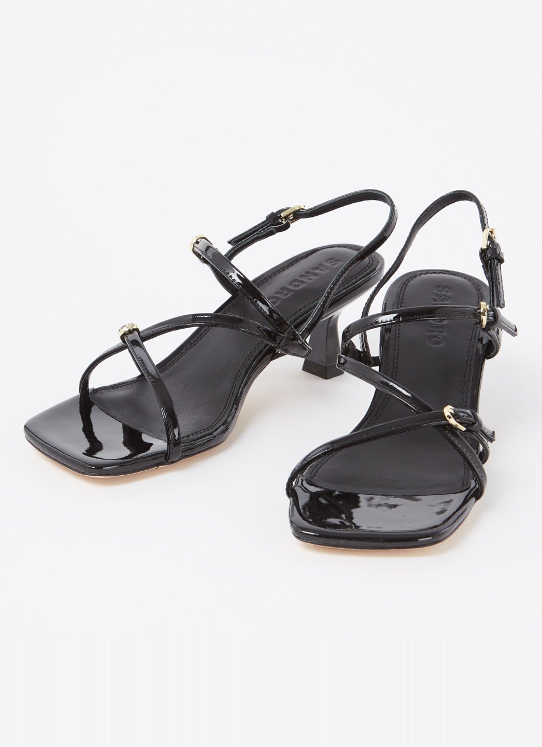 Sandro Sandalette van leer met lakfinish - detail 3 zwart