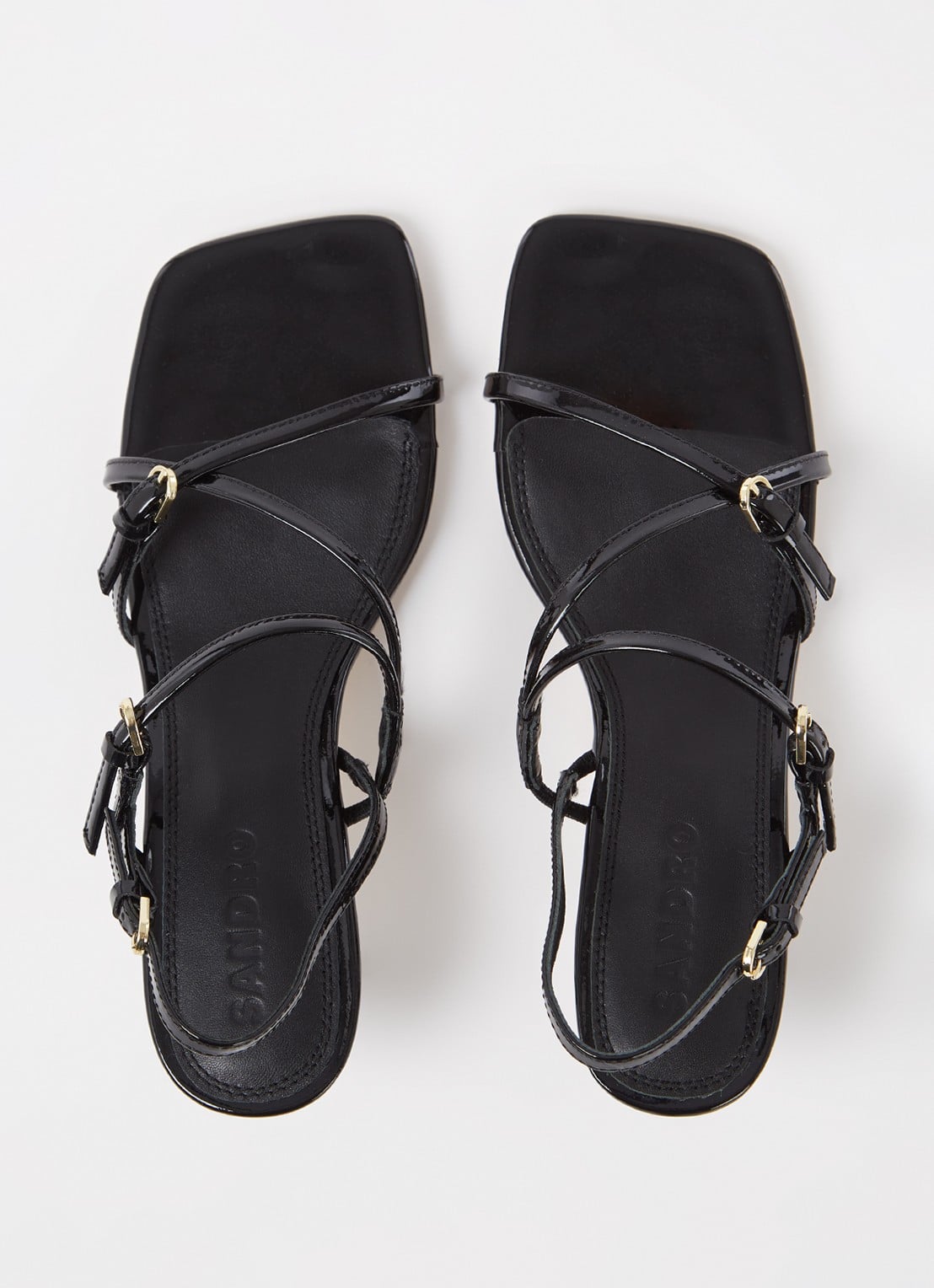 Sandro Sandalette van leer met lakfinish - detail 4 zwart