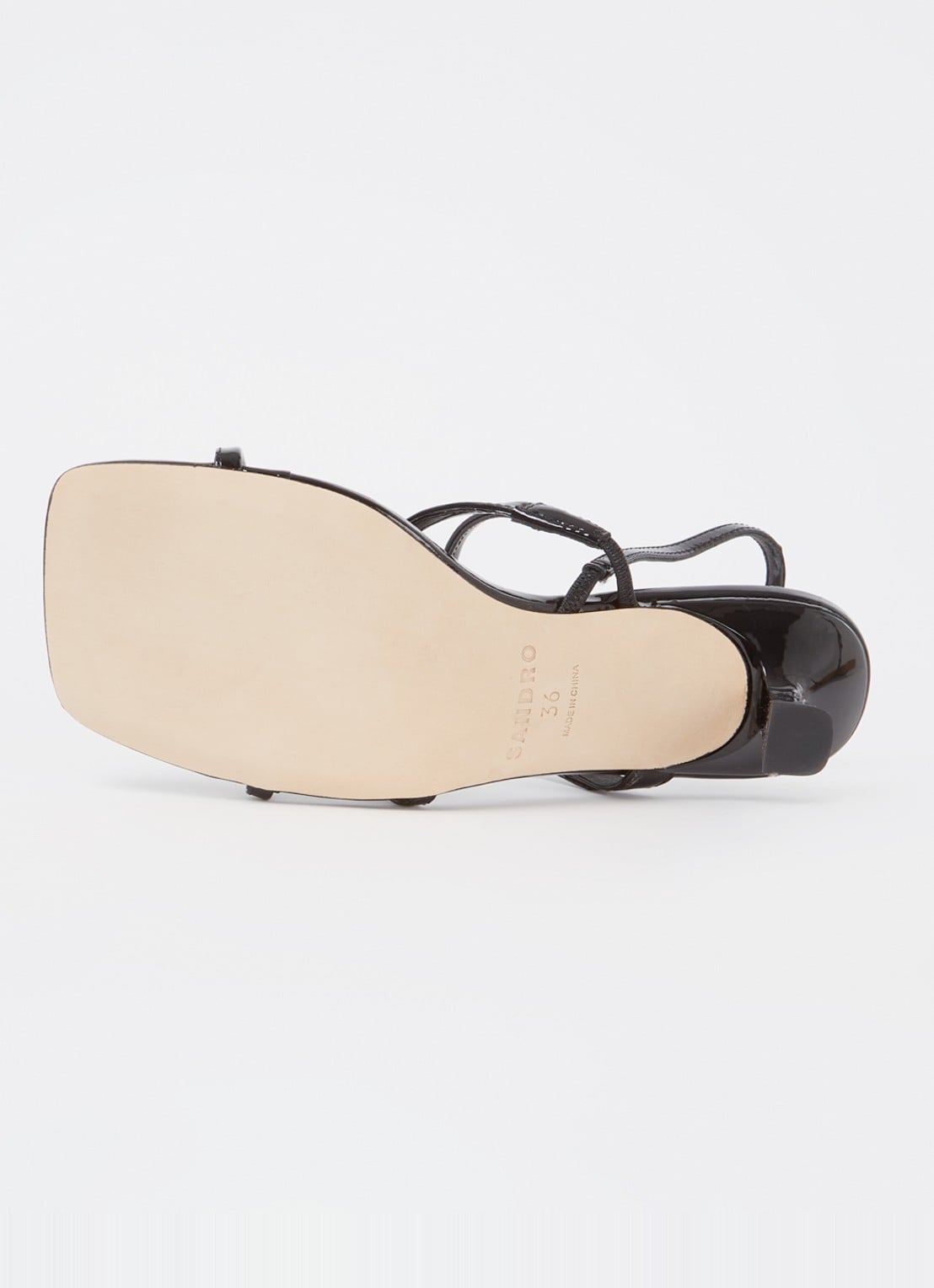 Sandro Sandalette van leer met lakfinish - detail 5 zwart