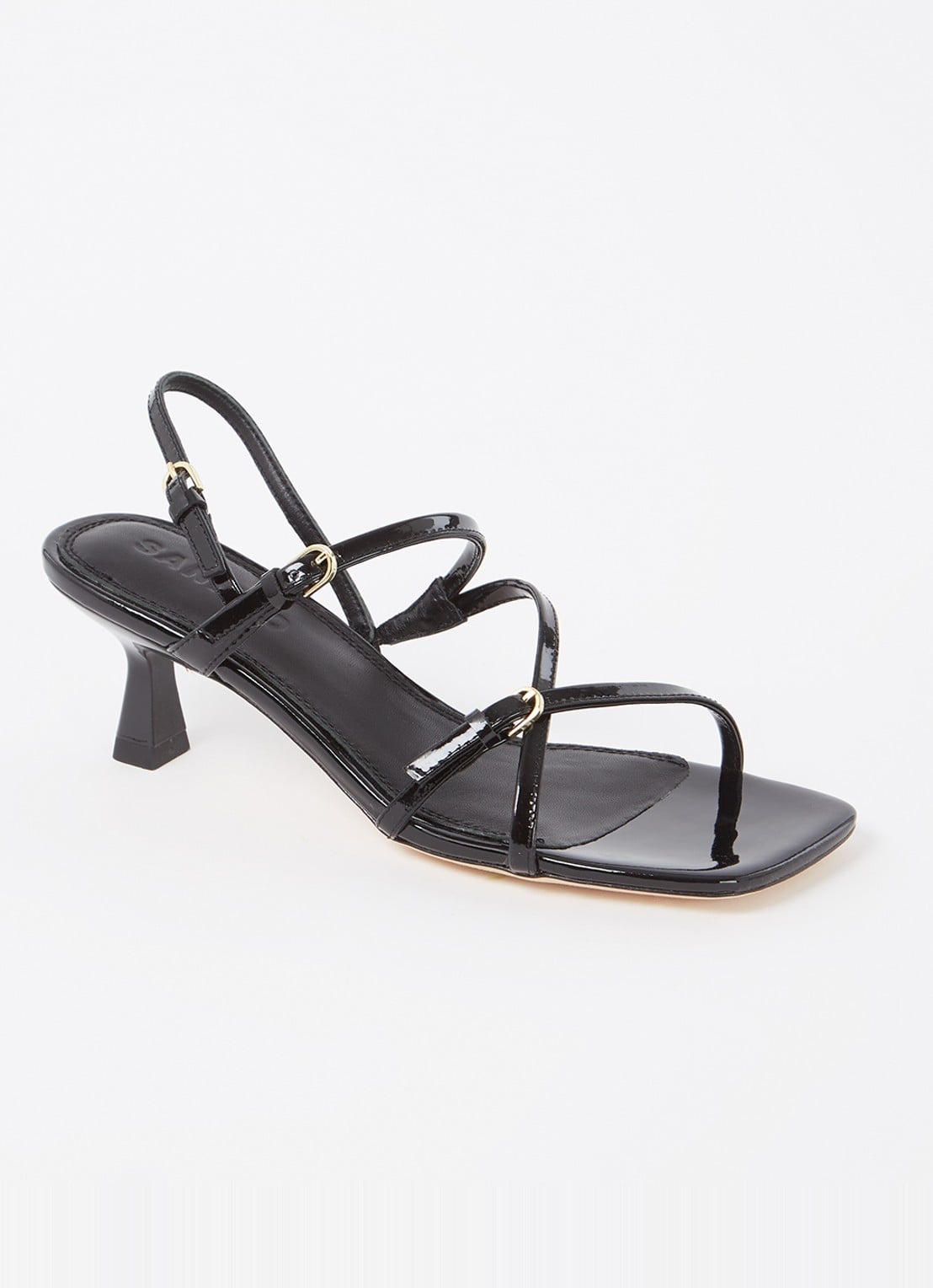 Sandro Sandalette van leer met lakfinish - voorkant 8 zwart