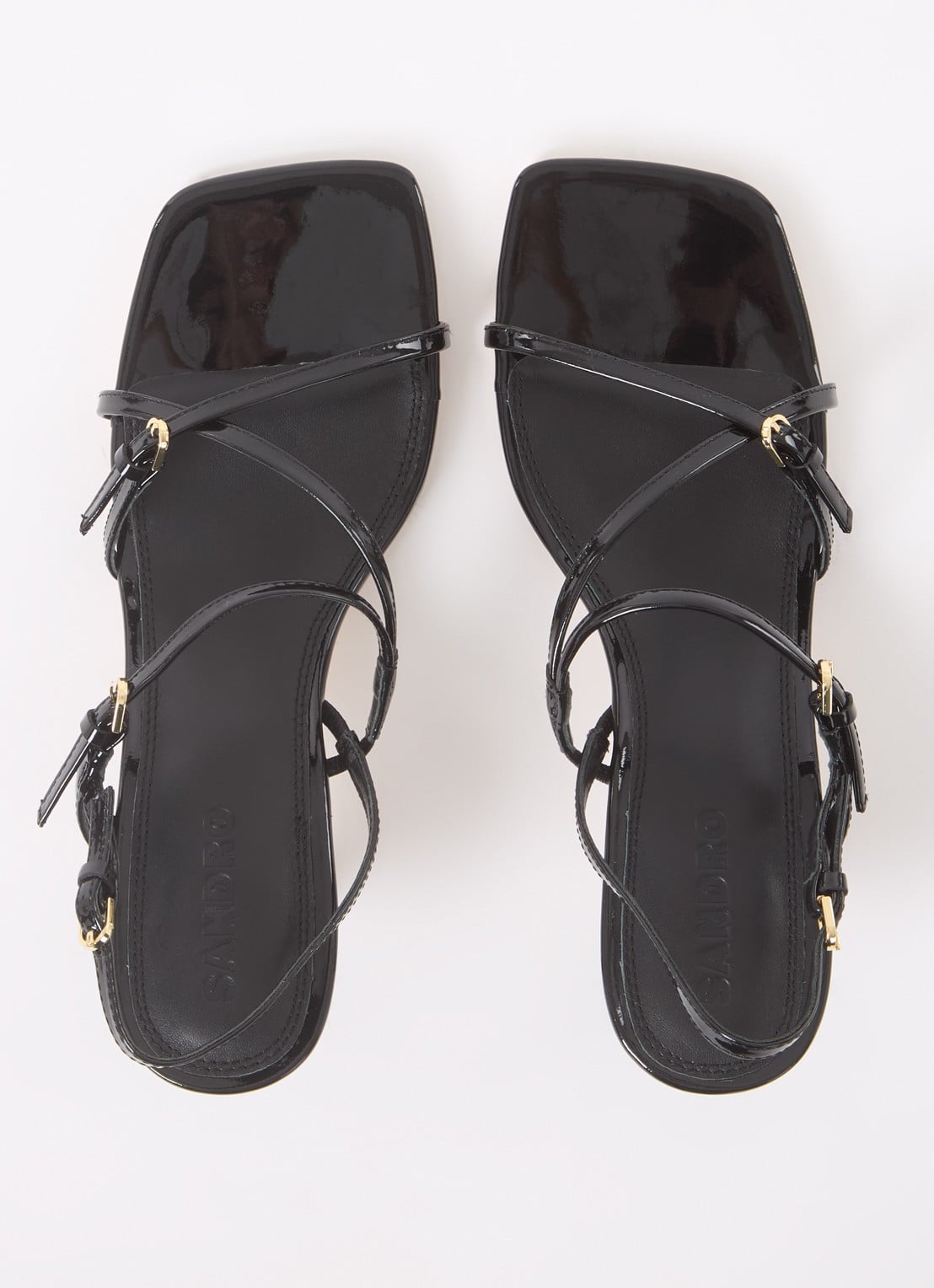 Sandro Sandalette van leer met lakfinish - detail 7 zwart
