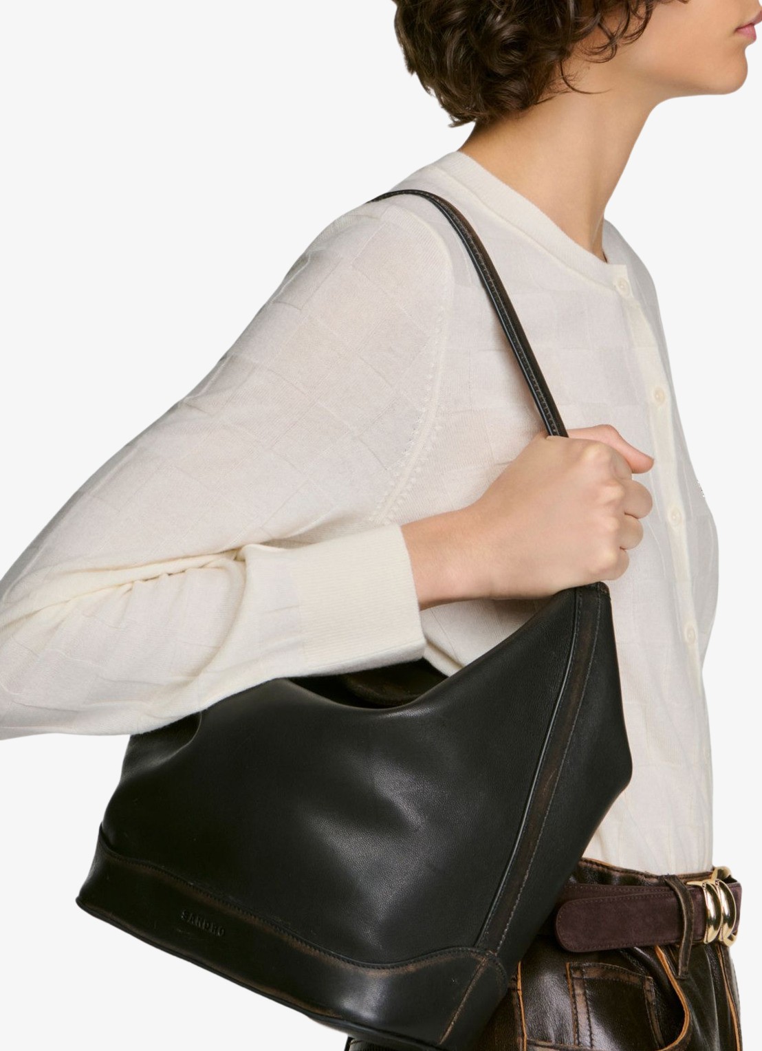 Sandro Schoudertas met afneembare schouderriem - detail brown / bruin