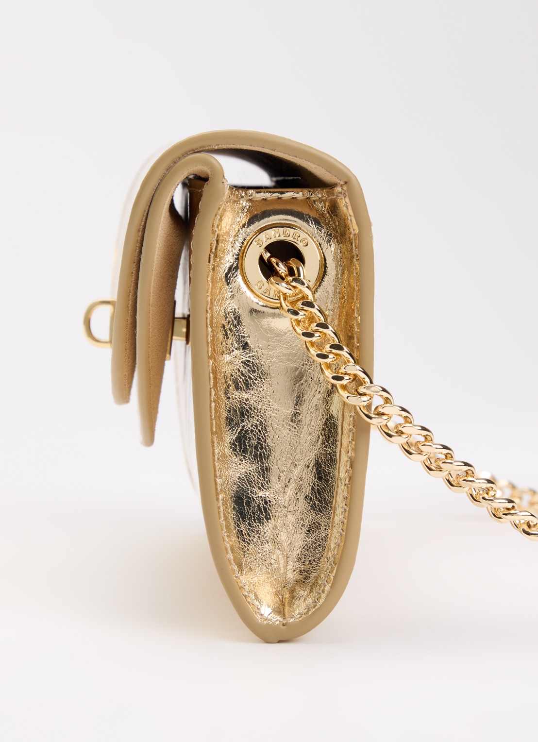 Sandro Schoudertas van leer met kettingdetail - detail 4 goud