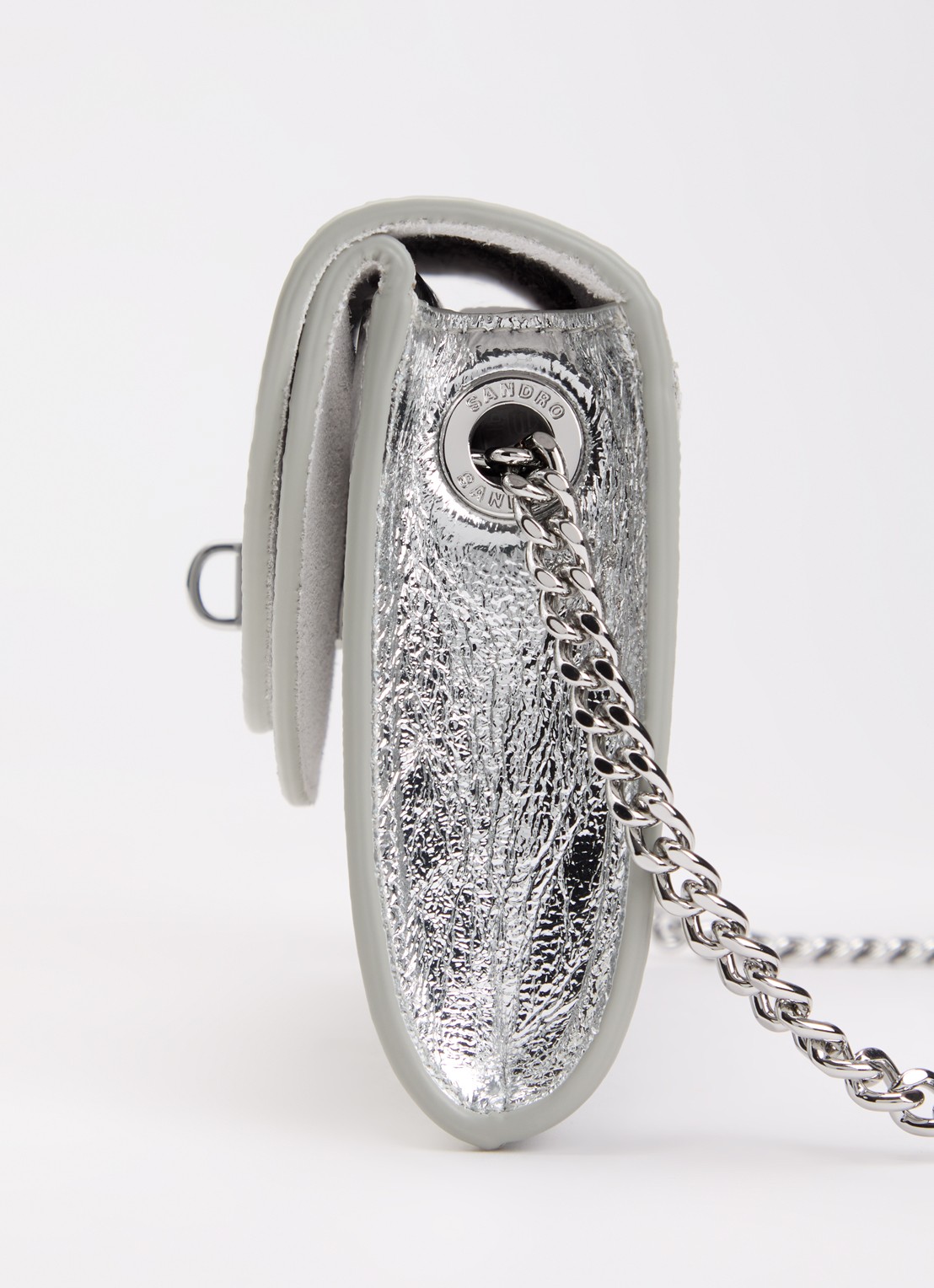 Sandro Schoudertas van leer - detail 2 zilver