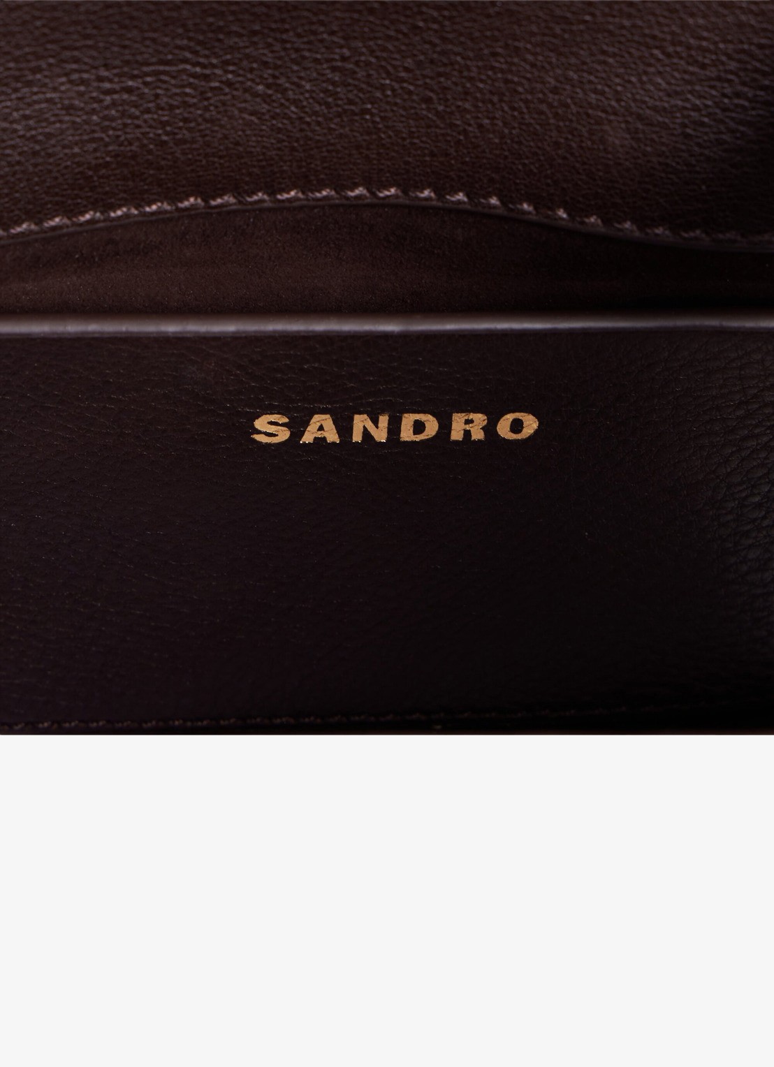 Sandro Schoudertas van leer - detail 6 donkerbruin