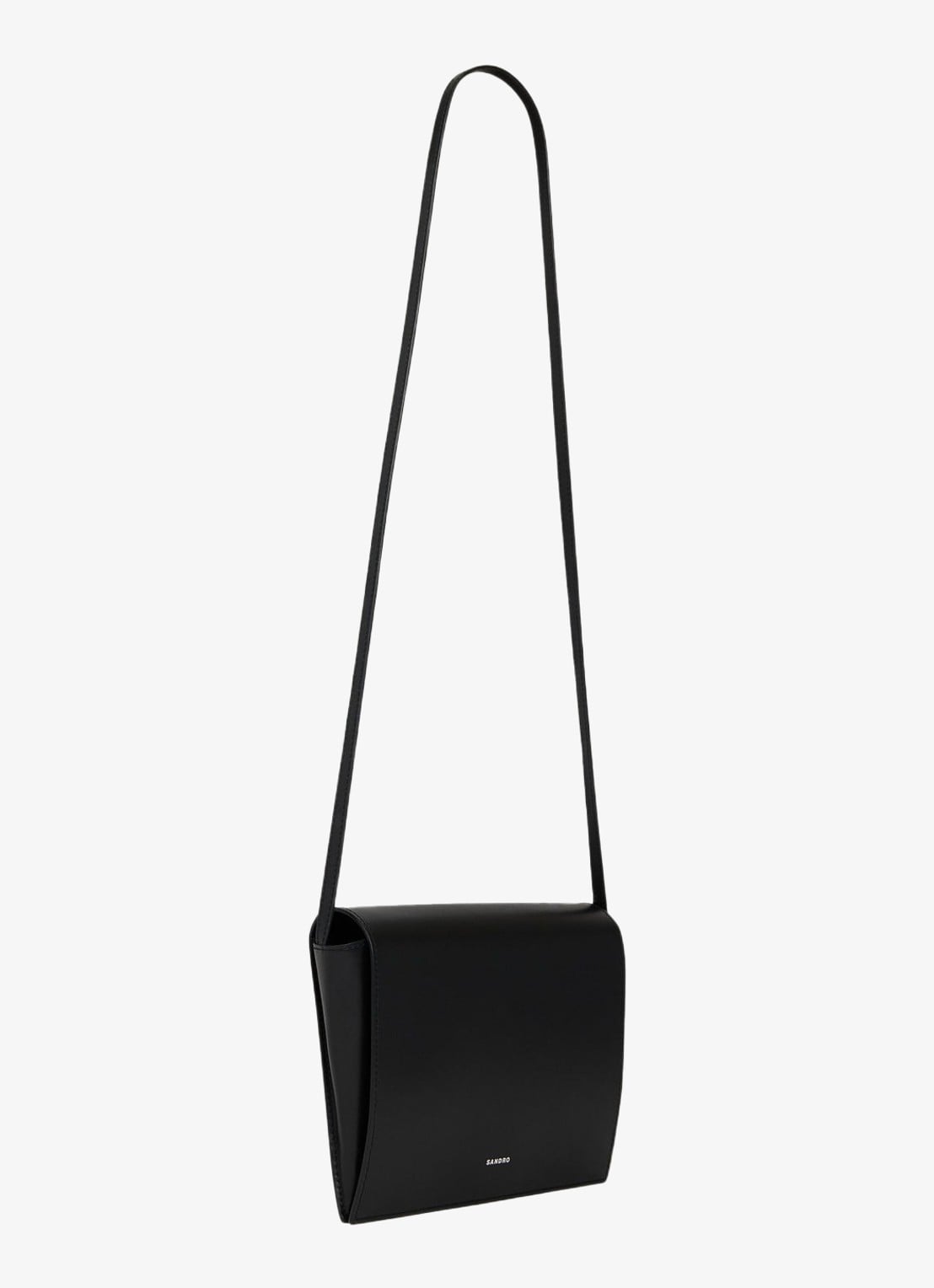 Sandro Schoudertas van leer - detail 2 black / zwart