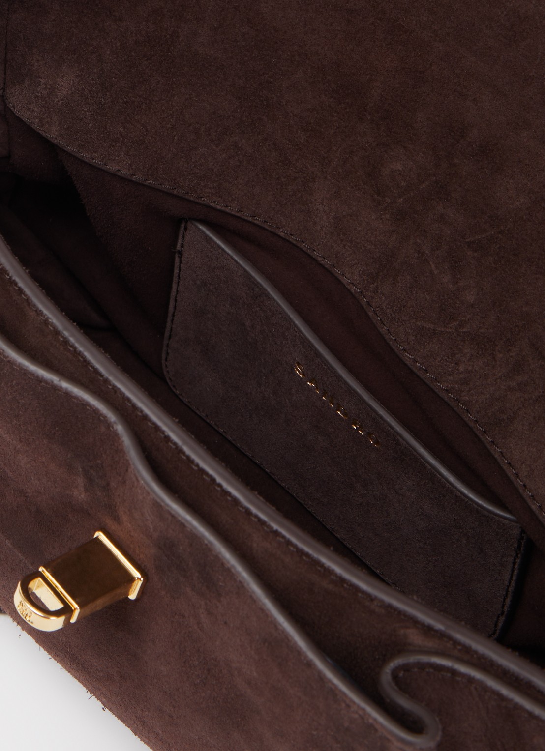 Sandro Schoudertas van suède met studs - detail bruin