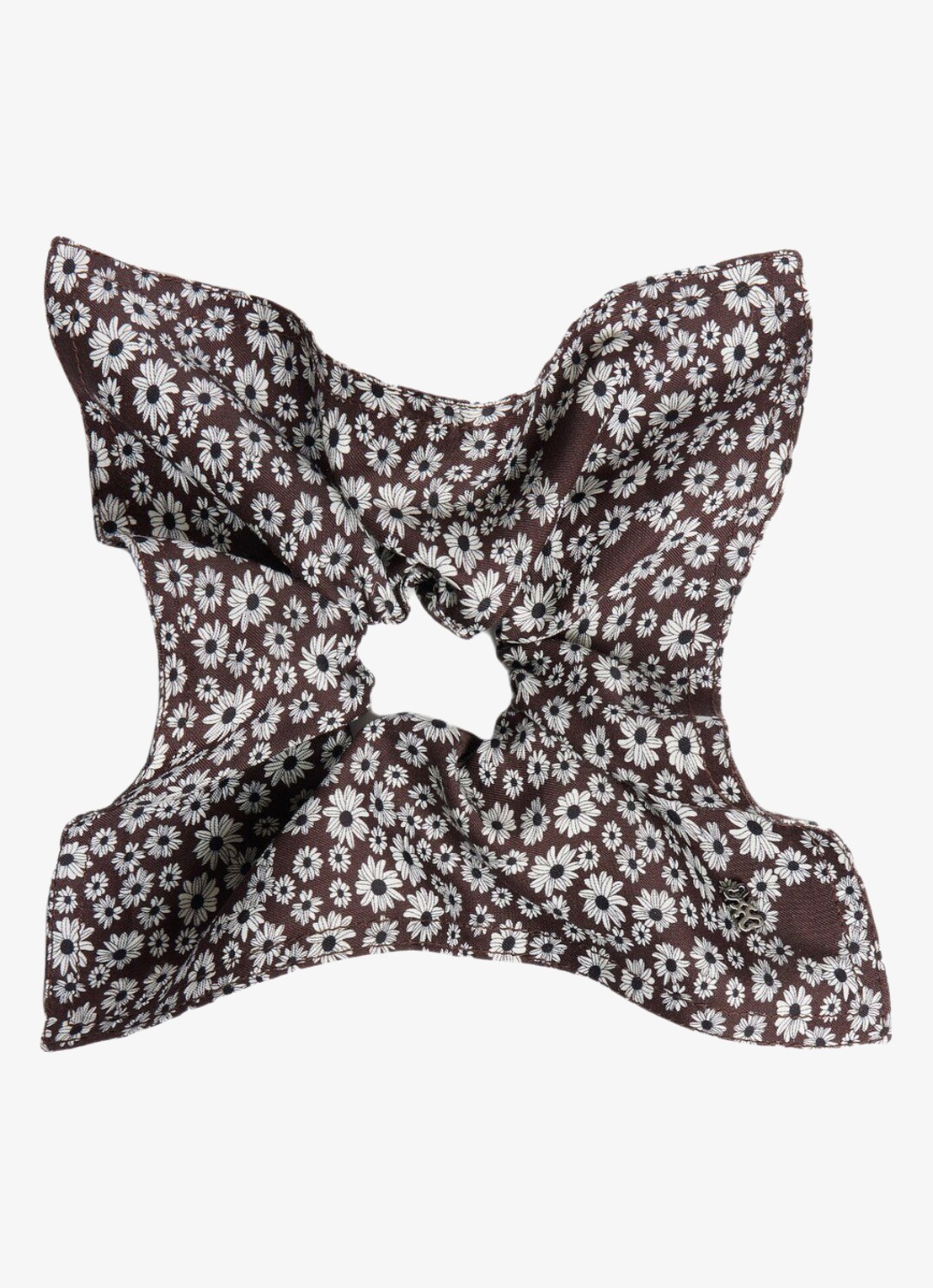 Sandro Scrunchie met bloemenprint - voorkant 3 donkerbruin