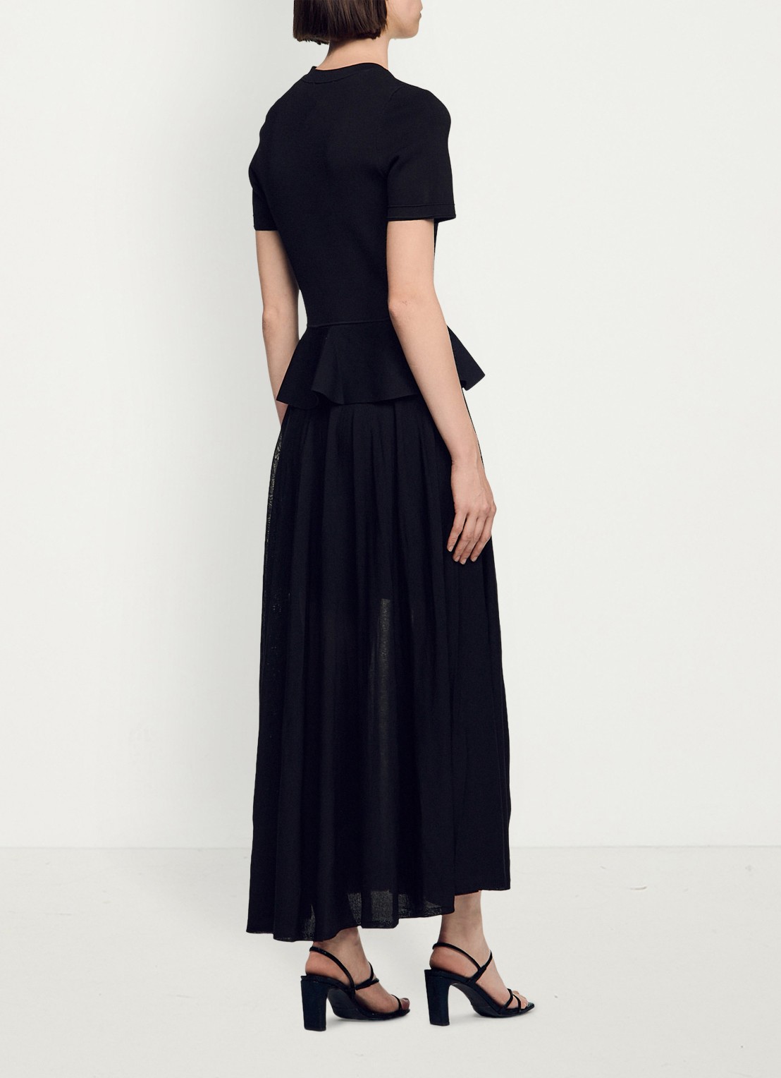 Sandro Semi-transparante midi jurk met peplum - achterkant 4 zwart