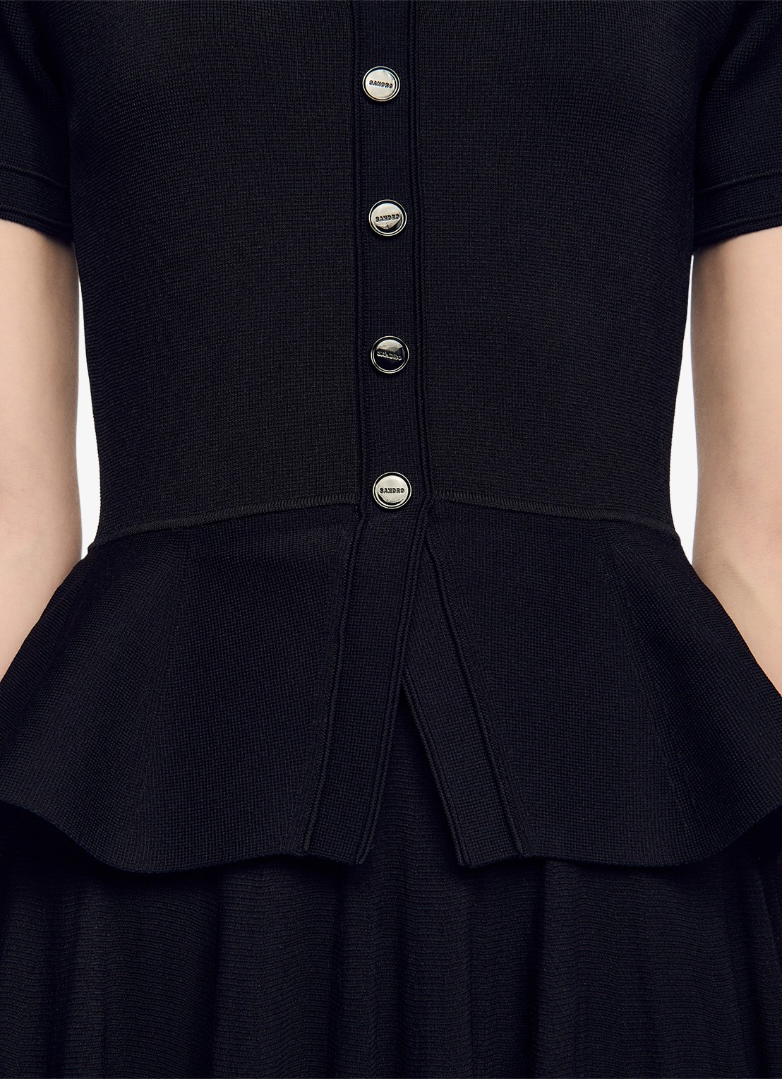 Sandro Semi-transparante midi jurk met peplum - detail 2 zwart