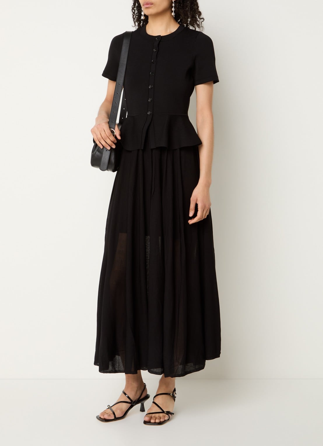 Sandro Semi-transparante midi jurk met peplum - detail 2 zwart