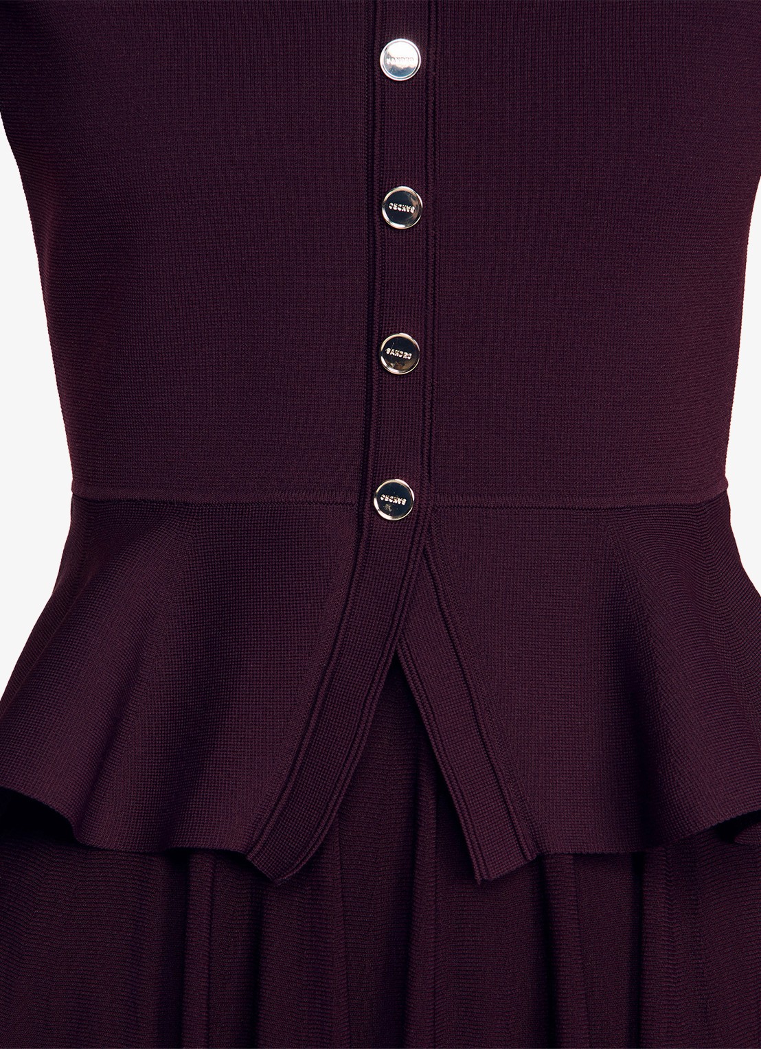 Sandro Semi-transparante midi jurk met peplum - detail 2 bordeauxrood
