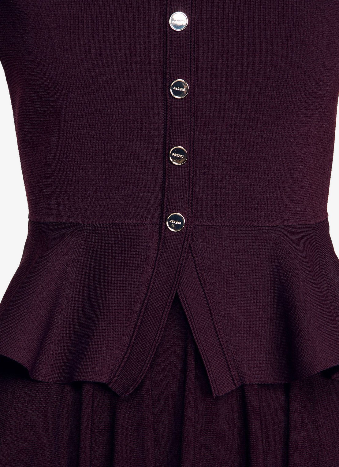 Sandro Semi-transparante midi jurk met peplum - detail 3 bordeauxrood