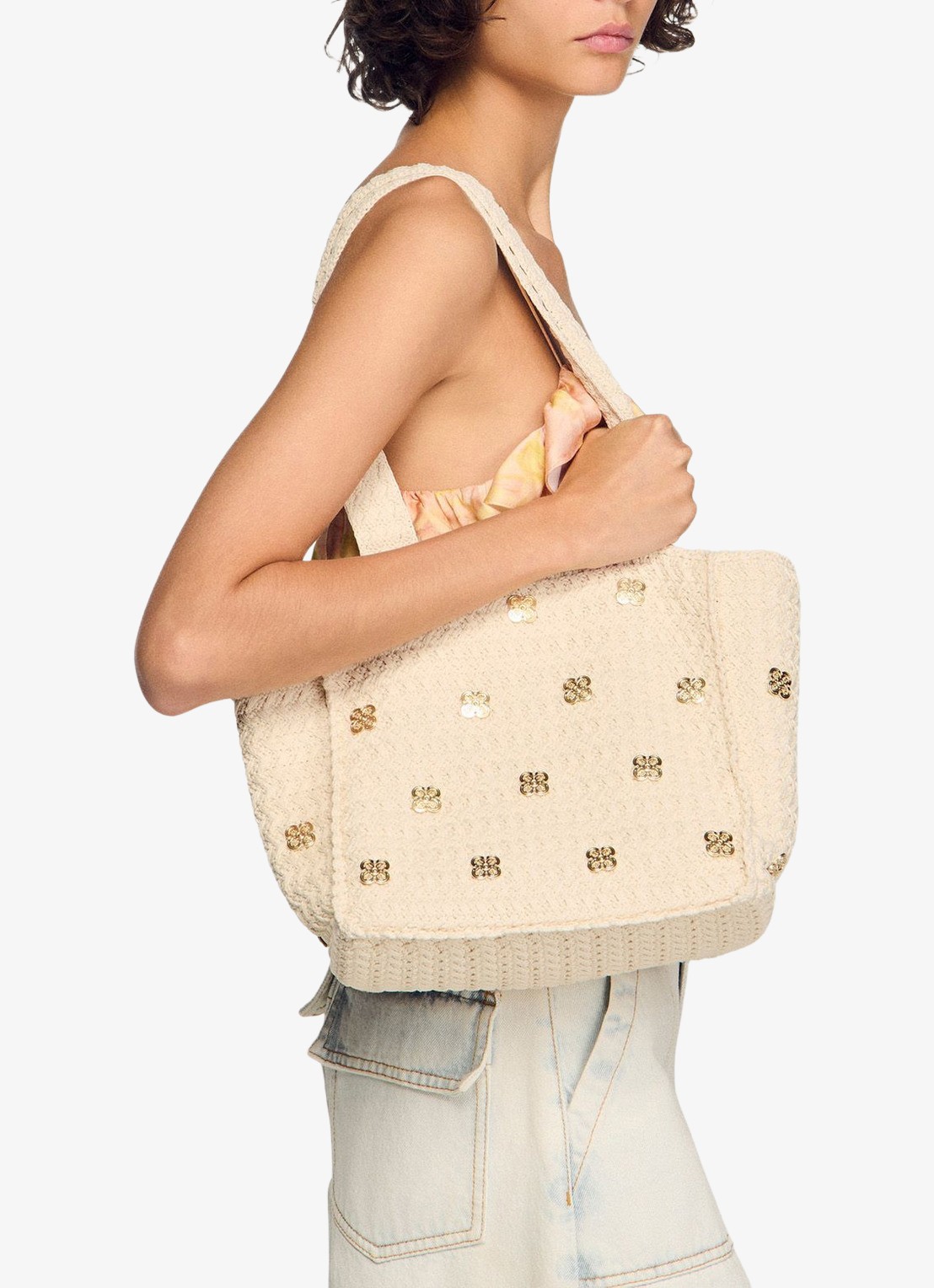 Sandro Shopper met studs - voorkant 6 beige