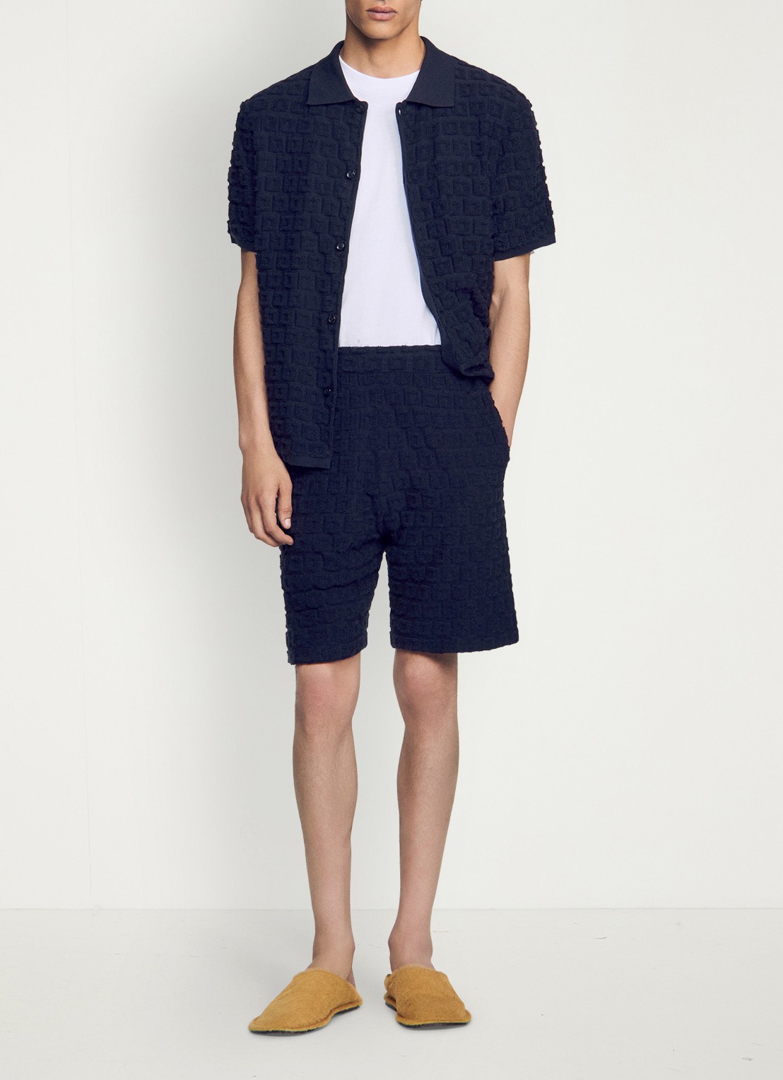 Sandro Shorts met elastische band en steekzakken - detail navy blue / blauw