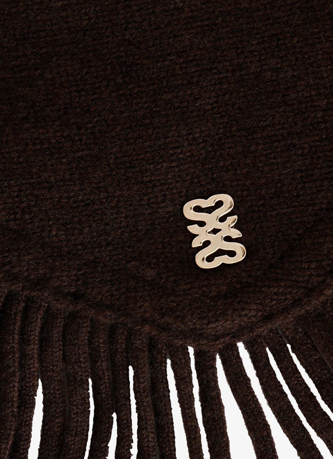 Sandro Sjaal in wolblend met franjes - detail 3 donkerbruin