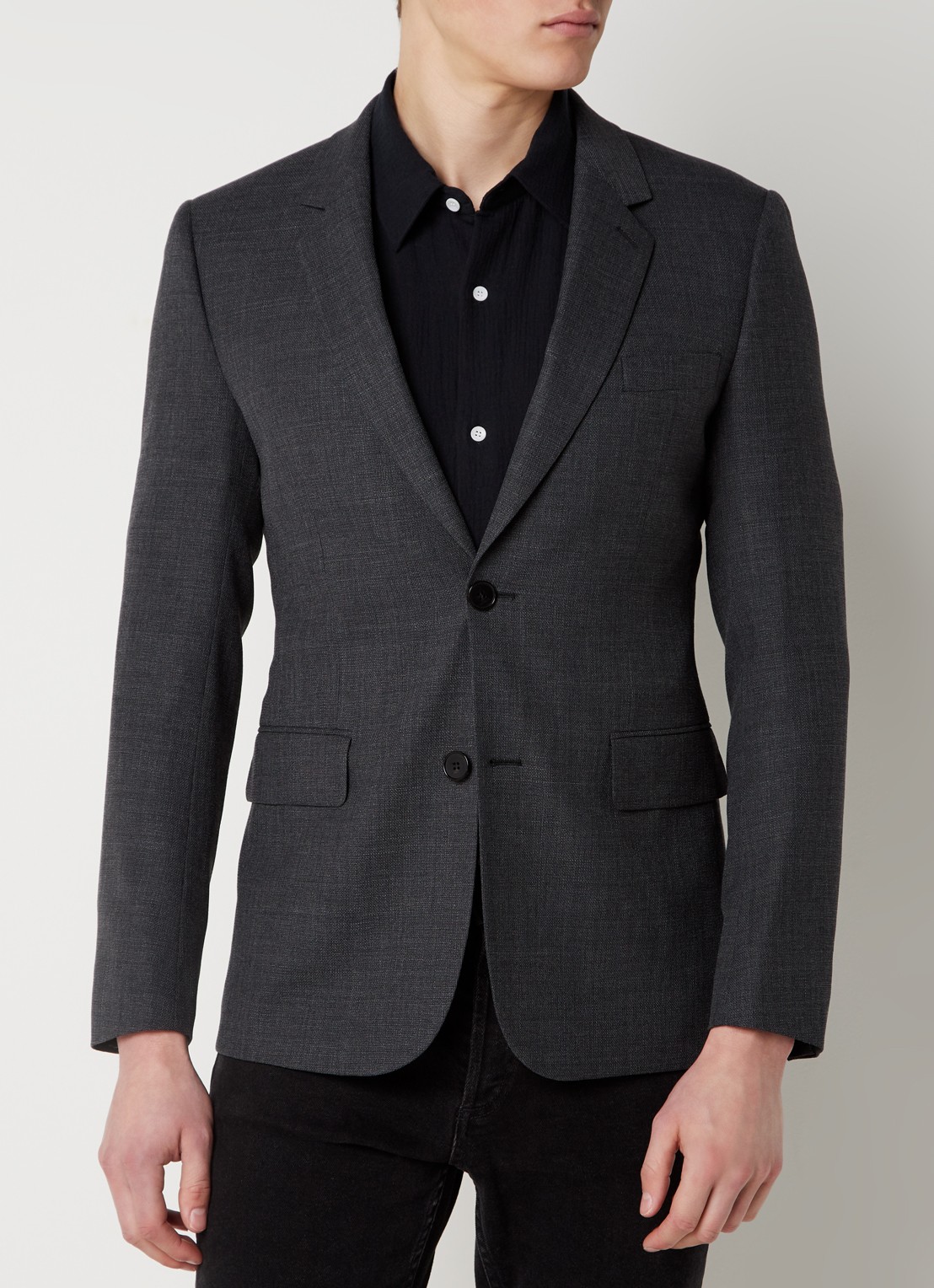 Sandro Slim fit colbert in wolblend met klepzakken - detail 2 donkergrijs