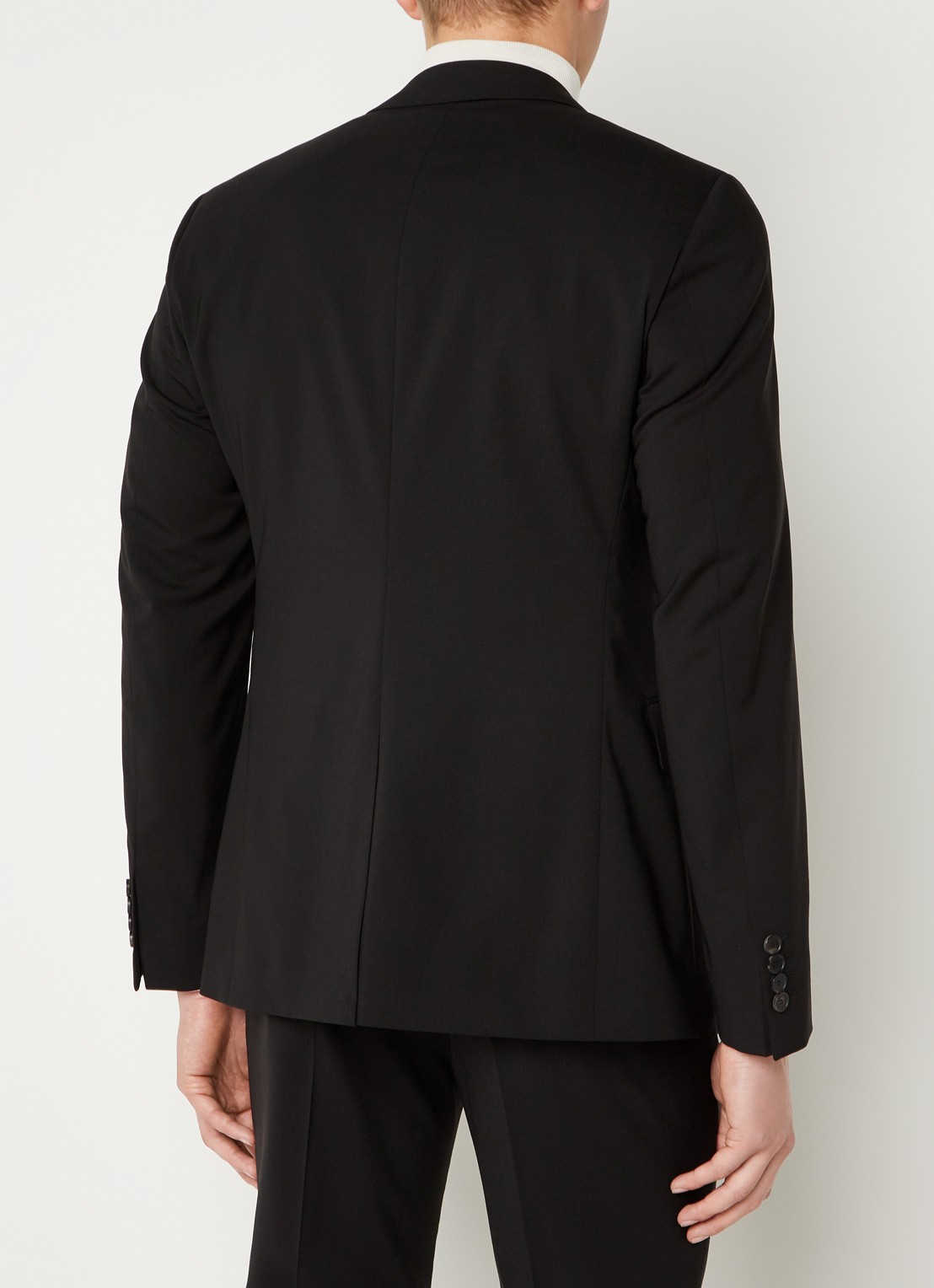 Sandro Slim fit colbert van scheerwol met klepzakken - achterkant 3 zwart
