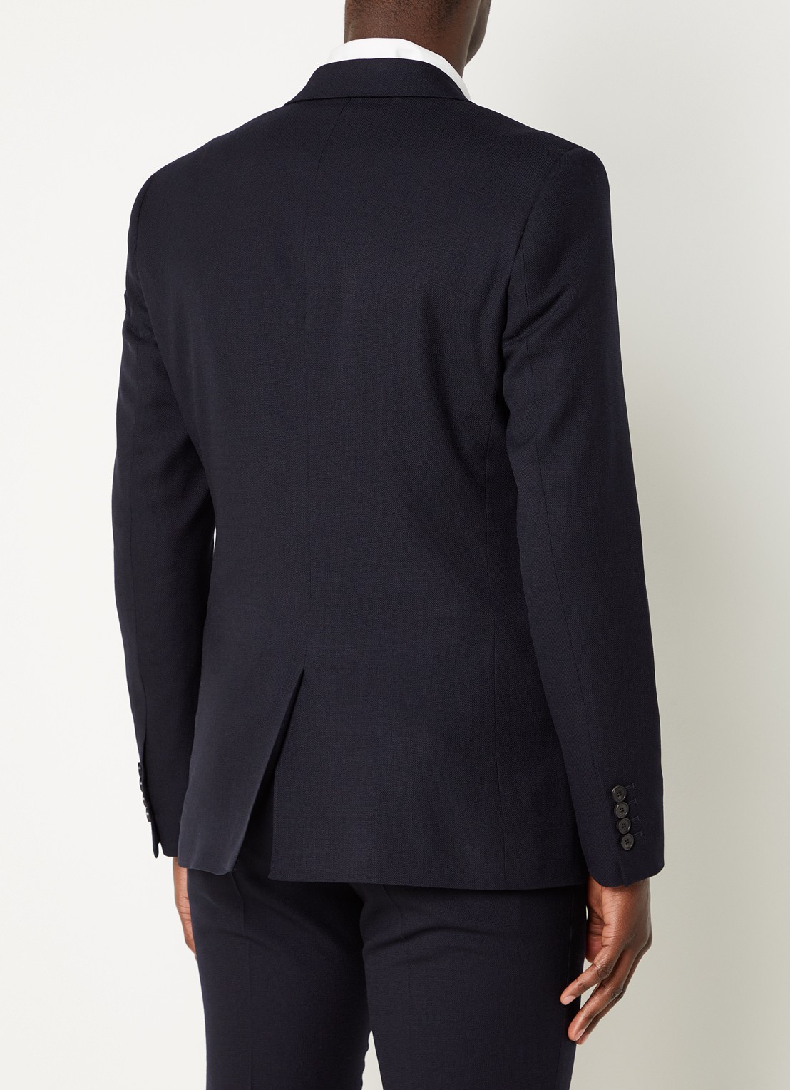 Sandro Slim fit colbert van wol met klepzakken - achterkant donkerblauw