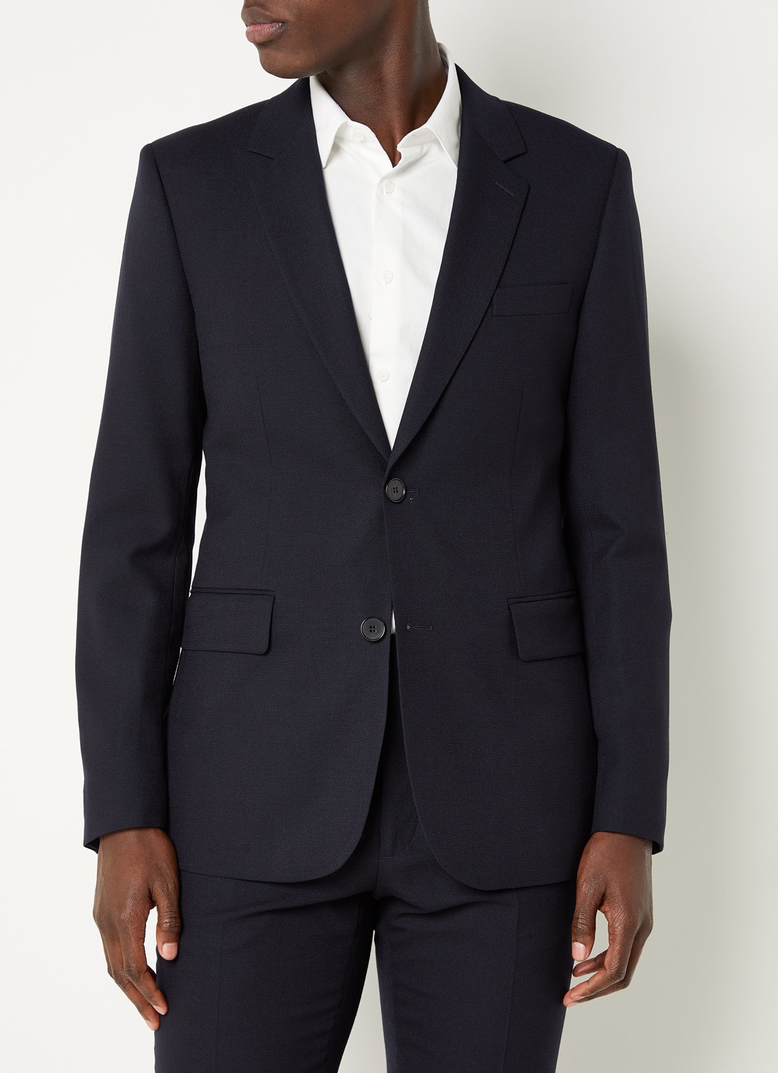 Sandro Slim fit colbert van wol met klepzakken - detail 2 donkerblauw