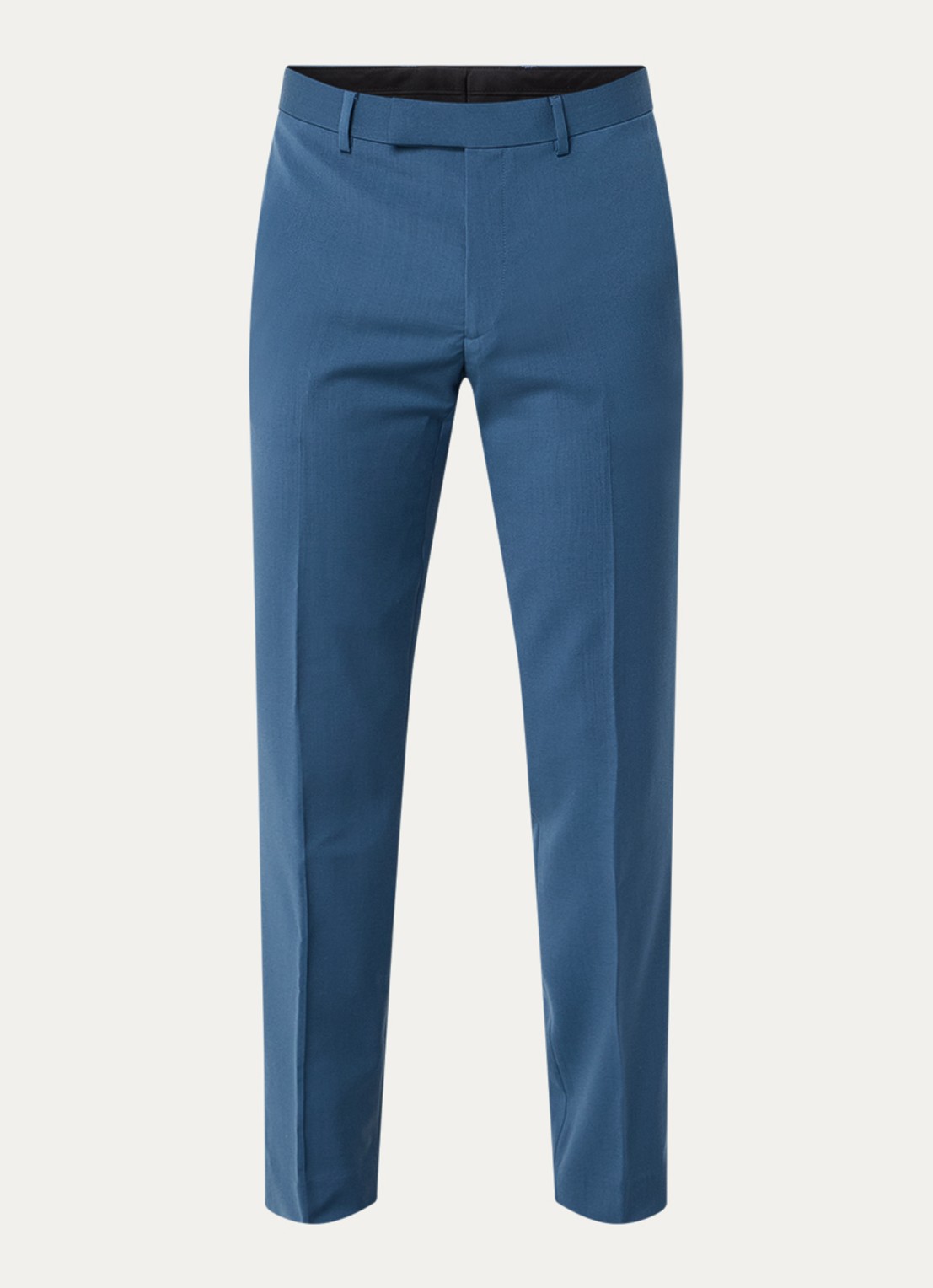Sandro Slim fit cropped pantalon van wol met persplooi - voorkant staalblauw