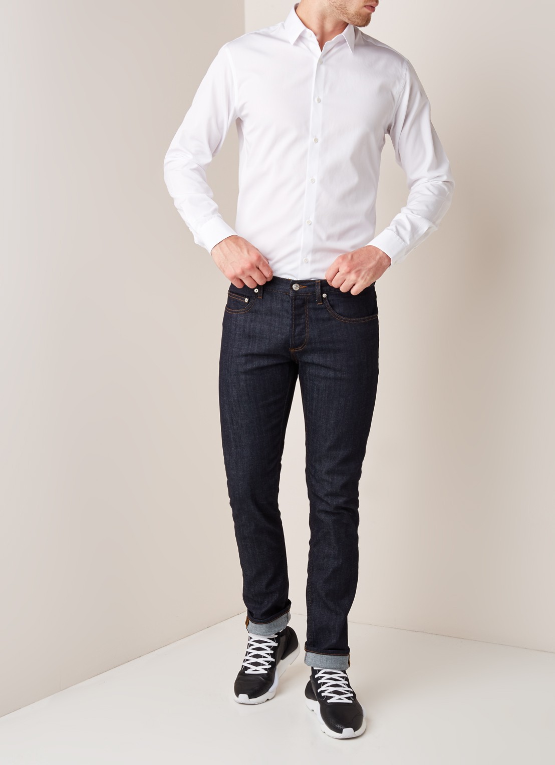 Sandro Slim fit jeans met donkere wassing - voorkant 2 indigo