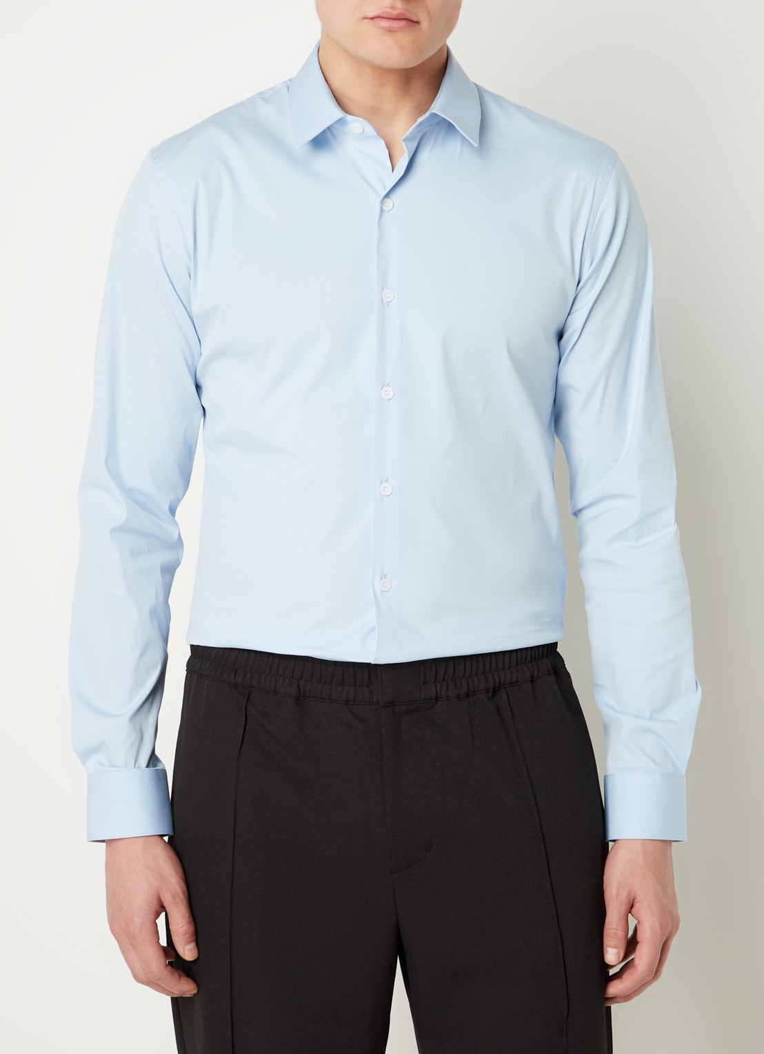 Sandro Slim fit overhemd met stretch - detail 4 lichtblauw